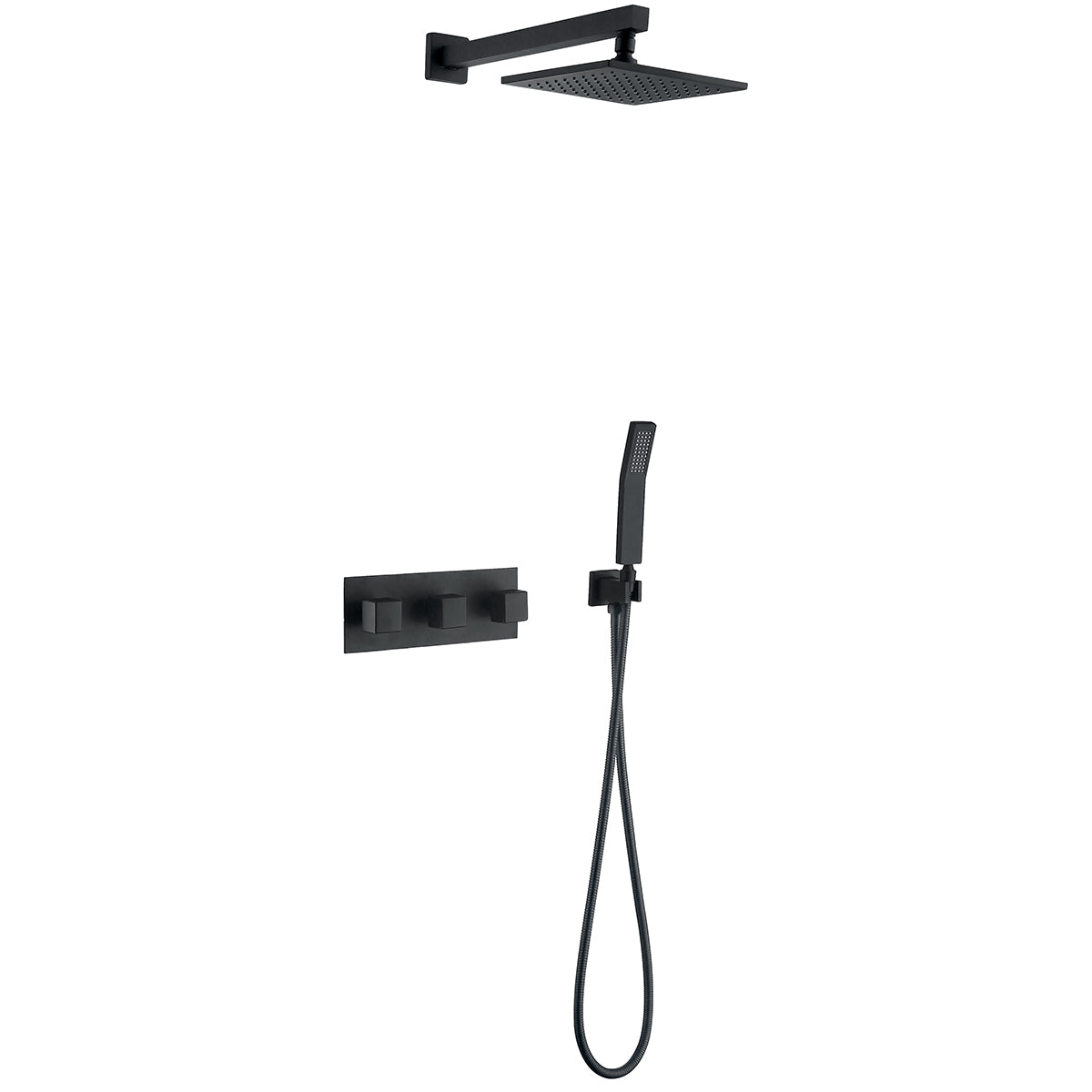 10 in. Wall Mount Dual Shower Heads, 2 GPM High Pressure Shower System in Matte Black-Boyel Living