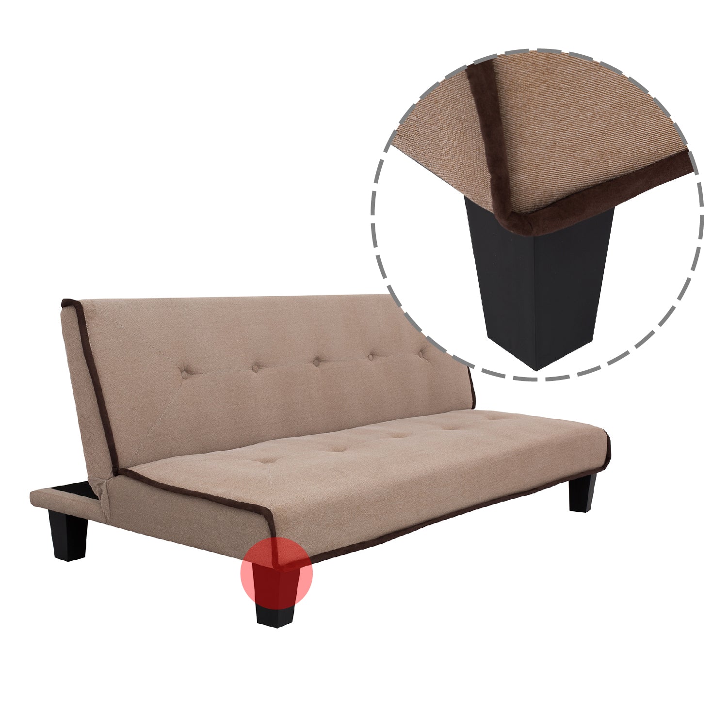 74.8 in. Convertible Armless Sofa Bed in Brown-Boyel Living