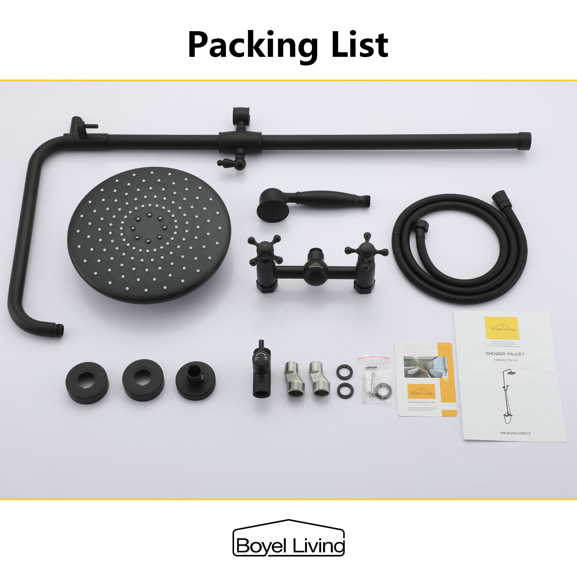 Boyel Living Wall Mount Exposed Complete Shower System Packing List-Boyel Living