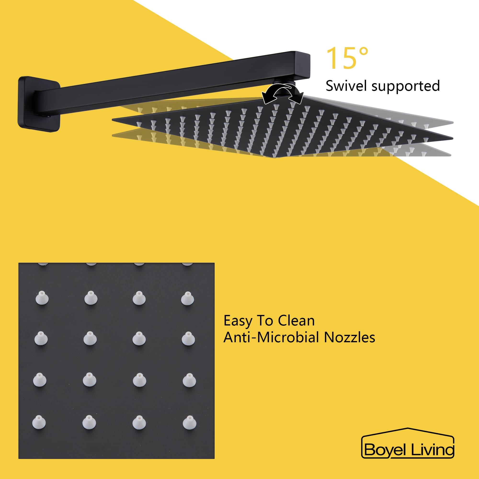 Boyel Living 10 in. Complete Shower Head System with Bath Tub Faucet and Rough-in Valve in Matte Black-Boyel Living