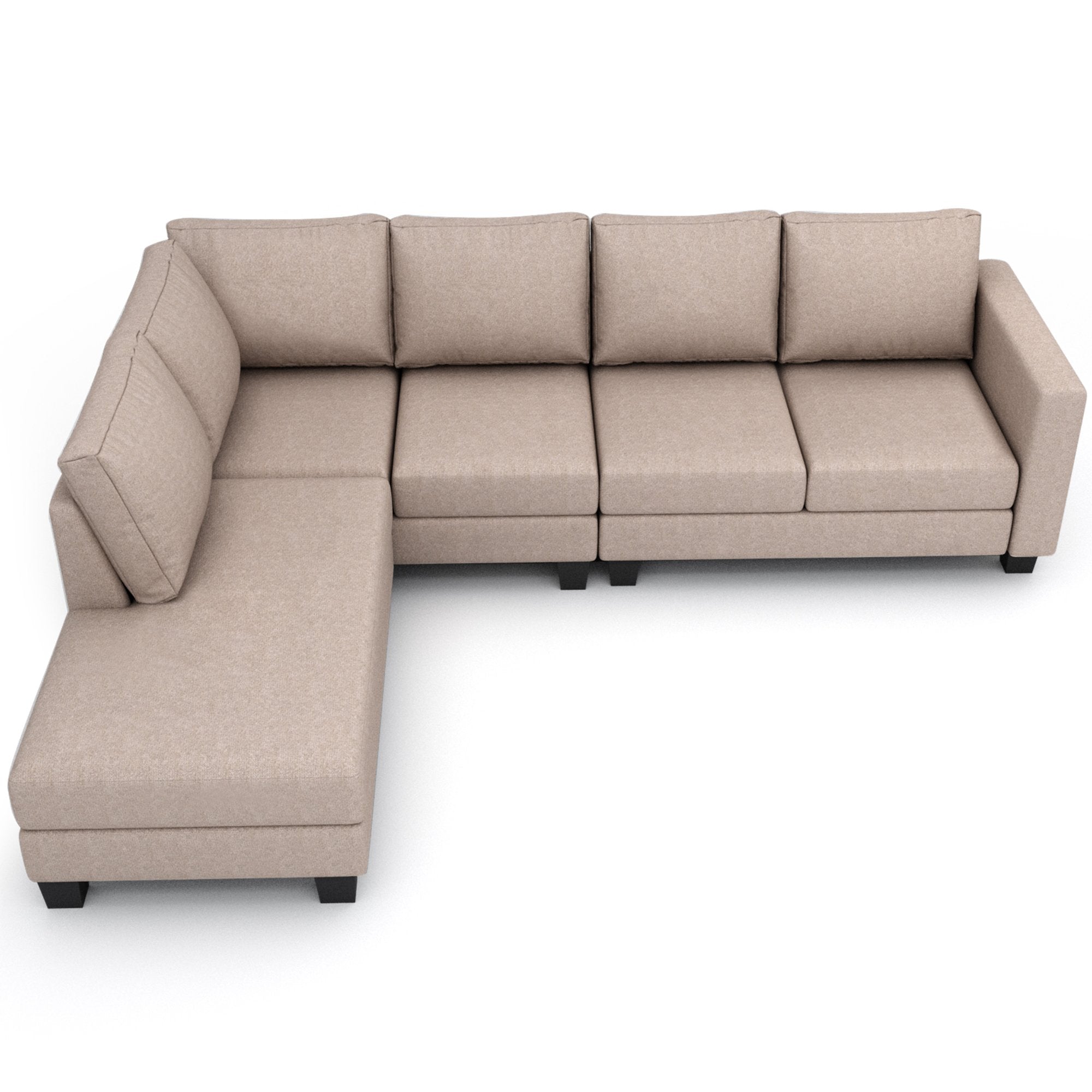 107.25*87"Textured Fabric Sectional Sofa Set, L-shaped Sofa With 5 Seaters for Home Use, Left-arm Facing Chaise, Warm Grey-Boyel Living