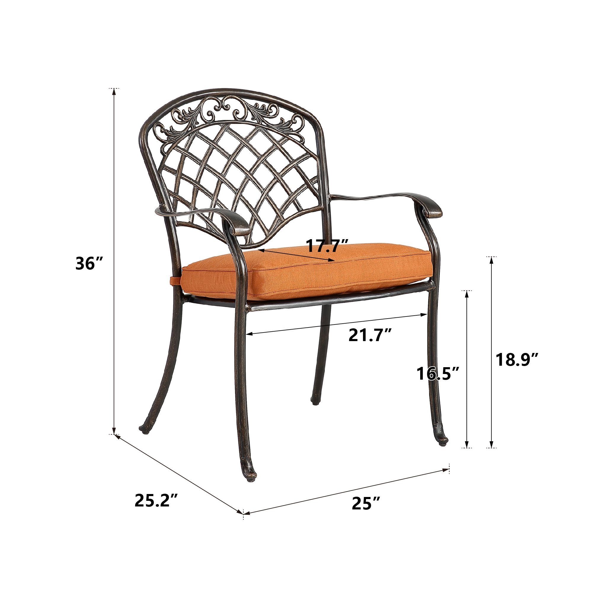 Set of 6  cast aluminum mesh-back dining chairs-Boyel Living