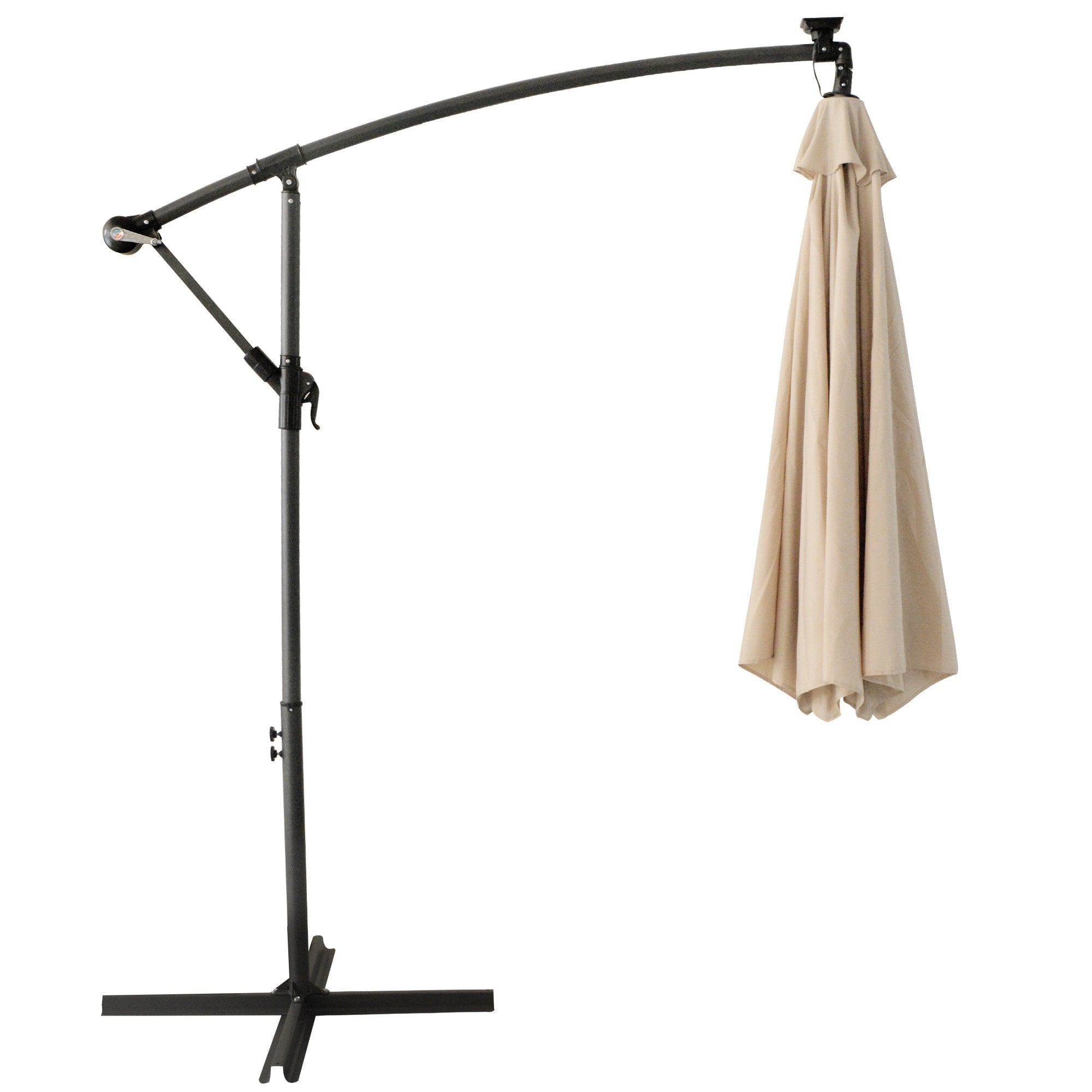 10FT Patio Offset Lighted Hanging Cantilever Umbrella for Backyard,Poolside, Garden and Lawn-Boyel Living