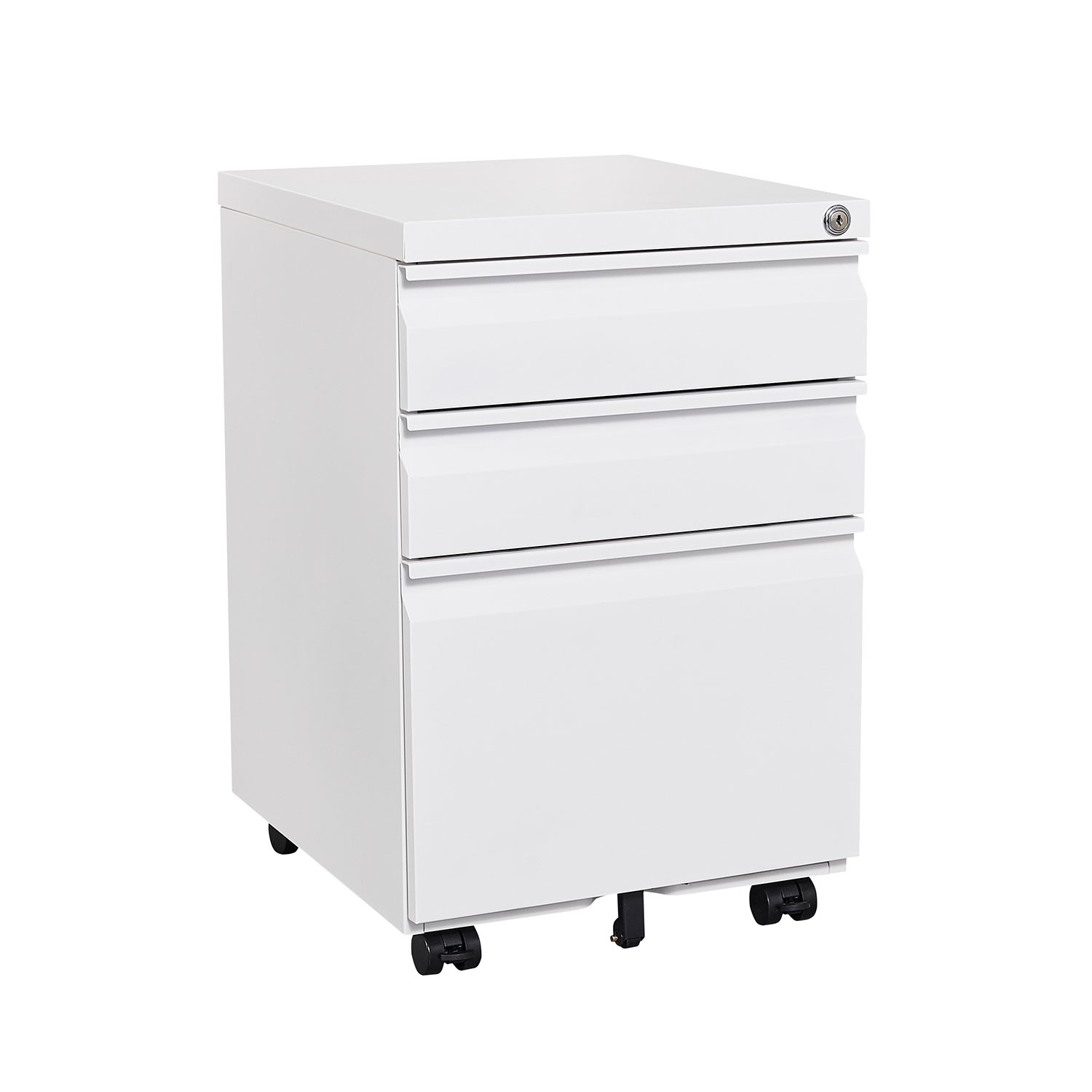 3 Drawer Mobile Locking File Cabinet, Rolling Filing Cabinet for Letter/A4 Size With 5 Wheels ,WHITE
