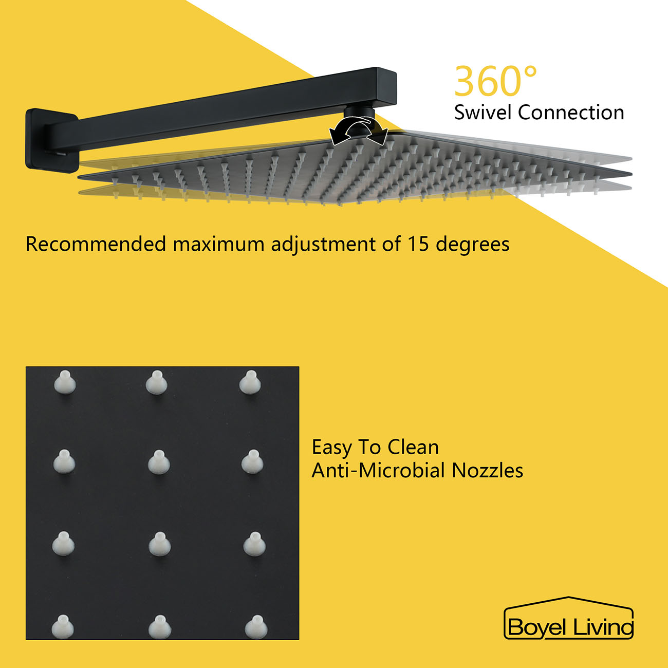 Boyel Living Wall Mounted Shower System with 12 in. Rainfall Shower Head, Handheld Shower and Tub Faucet-Boyel Living