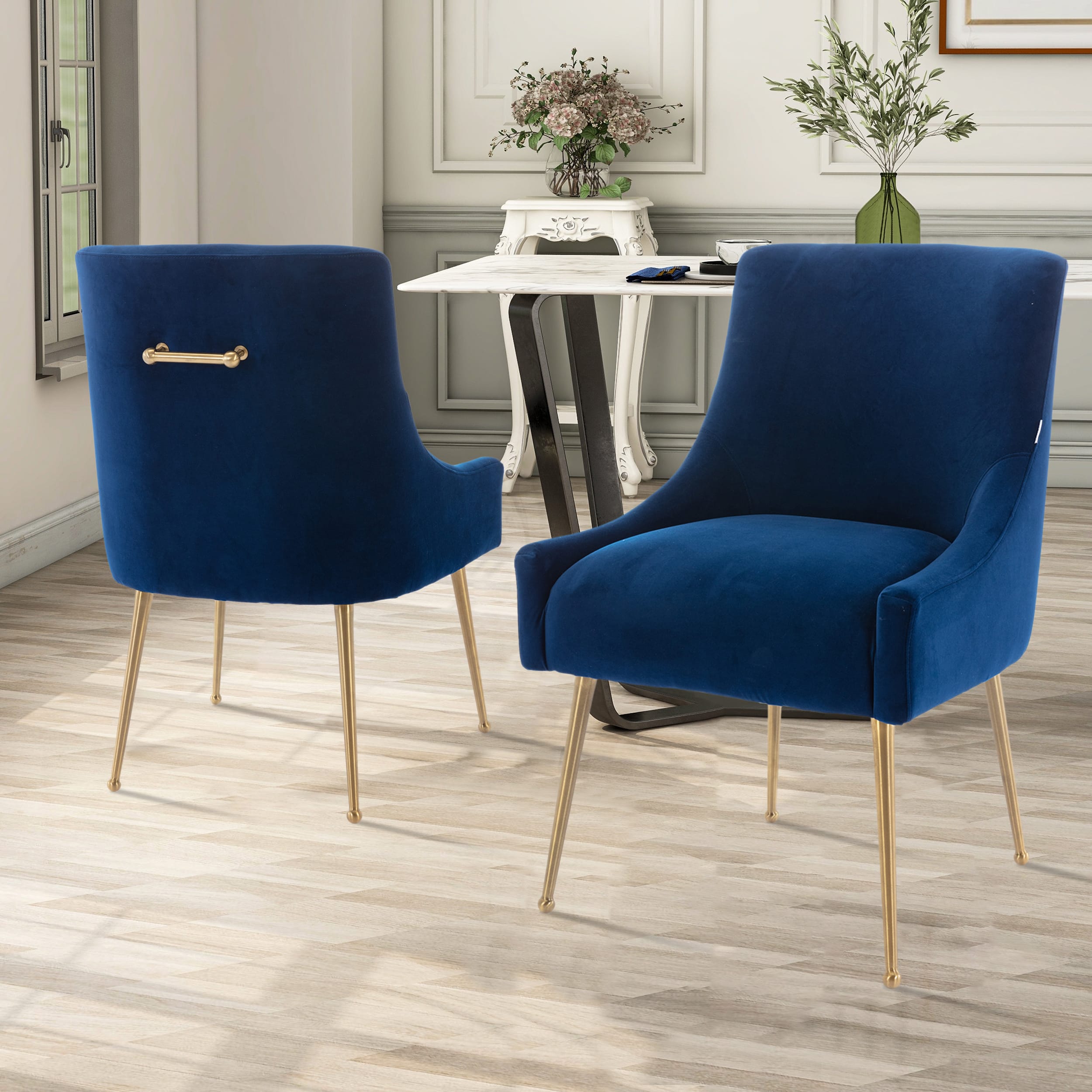 Velvet Dining Chair, Accent Side Chair With Adjustable Foot Nails, Set of 2-Boyel Living