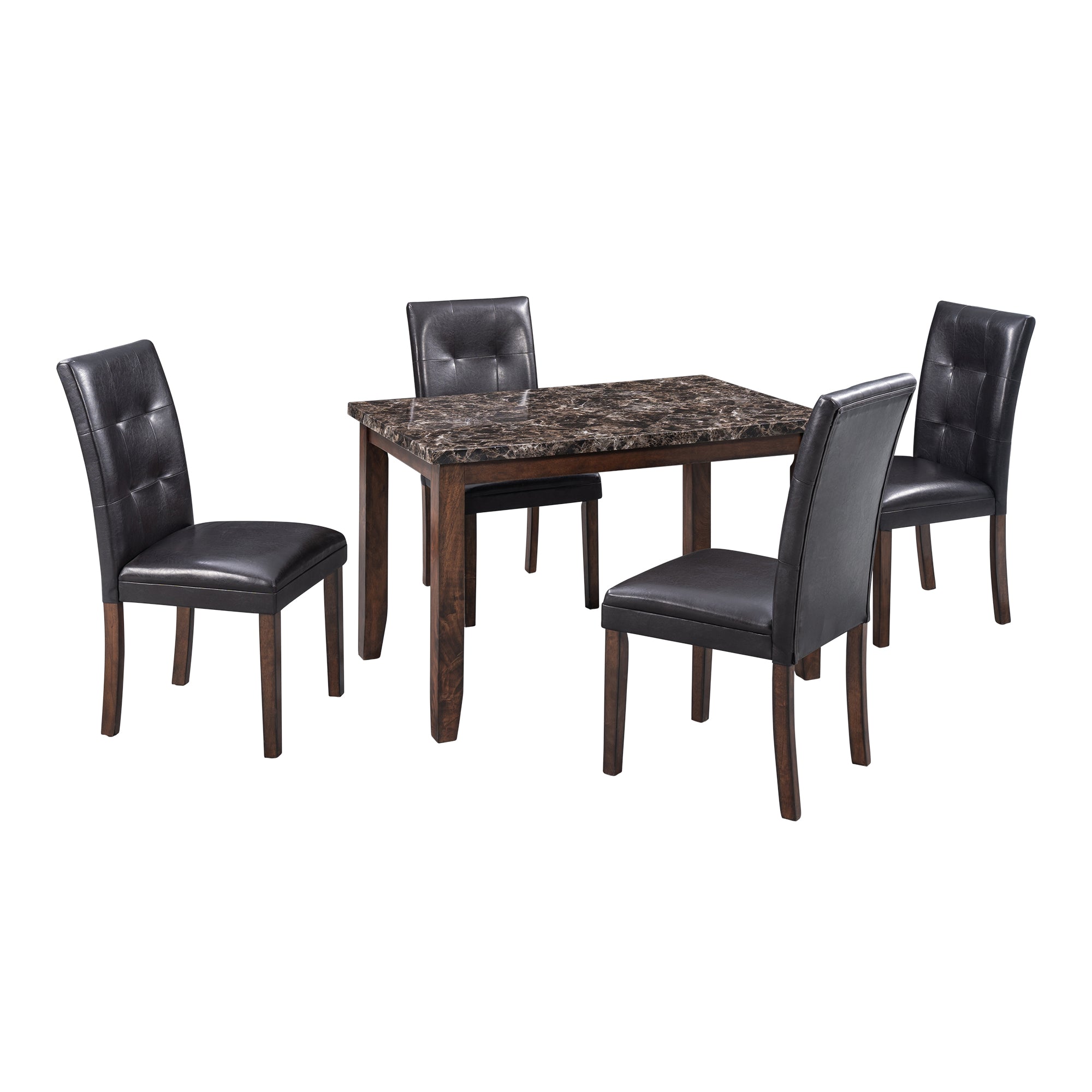 Faux Marble 5-Piece Dining Set Table with 4 Thicken Cushion Dining Chairs Home Furniture-Boyel Living