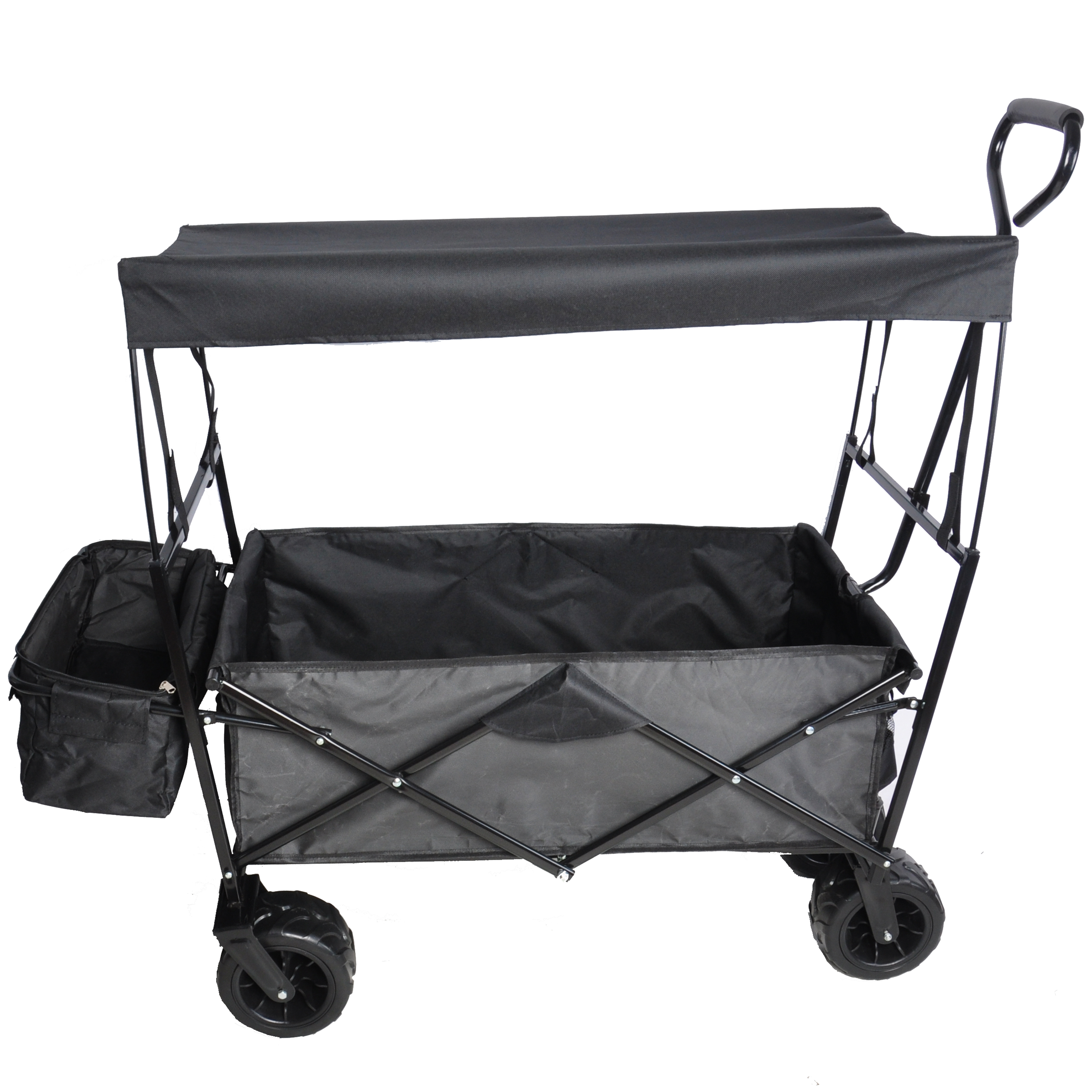 Folding Wagon Garden Shopping Beach Cart (Black)-Boyel Living