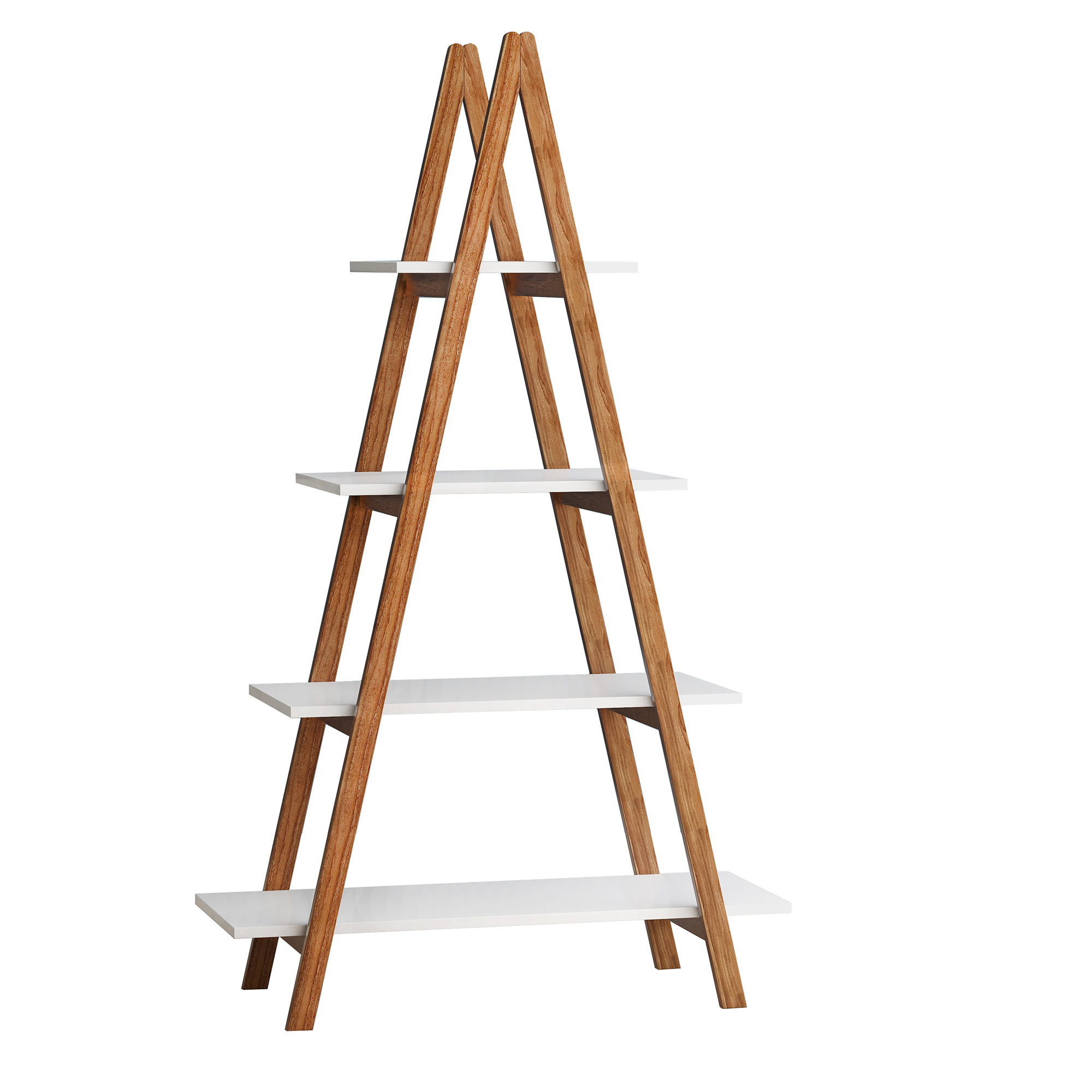 Solid bamboo wood oxford &ldquo;A&rdquo;frame ladder display bookshelf-Boyel Living