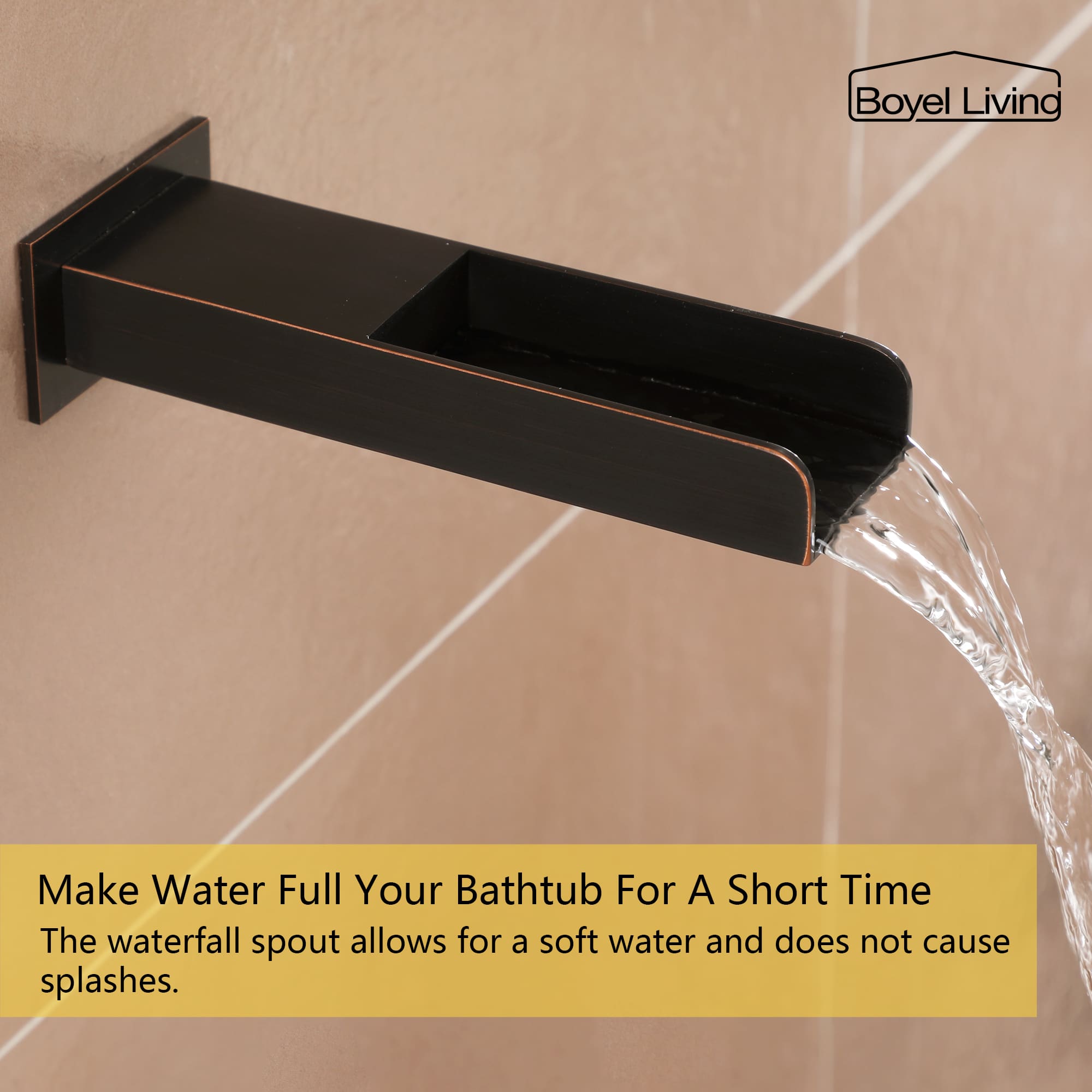 Boyel Living Ceiling Mounted Rain Shower Head Set Shower System with Hand Shower and Tub Spout-Boyel Living