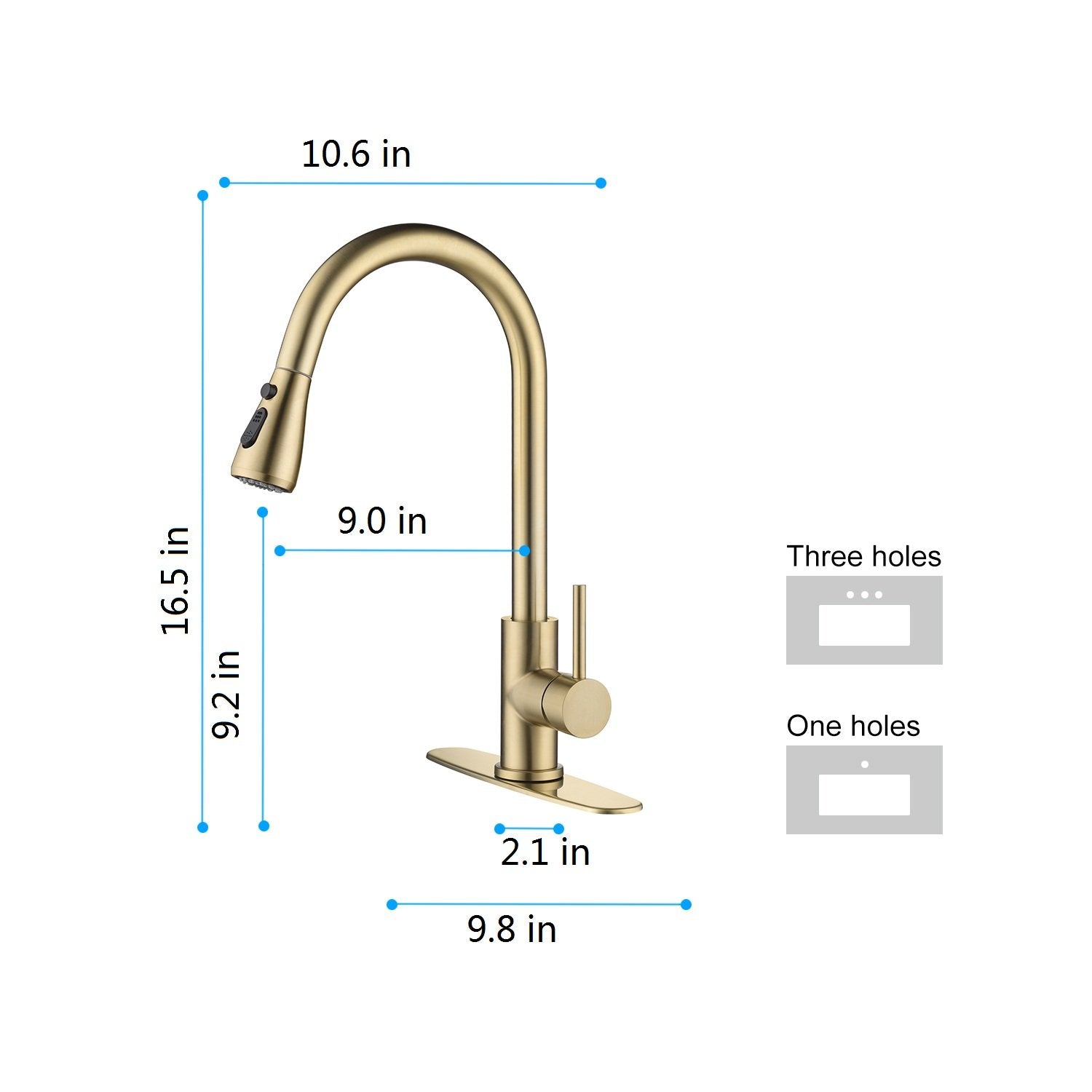 Kitchen Faucet with Pull Out Sprayer in Brushed Gold-Boyel Living