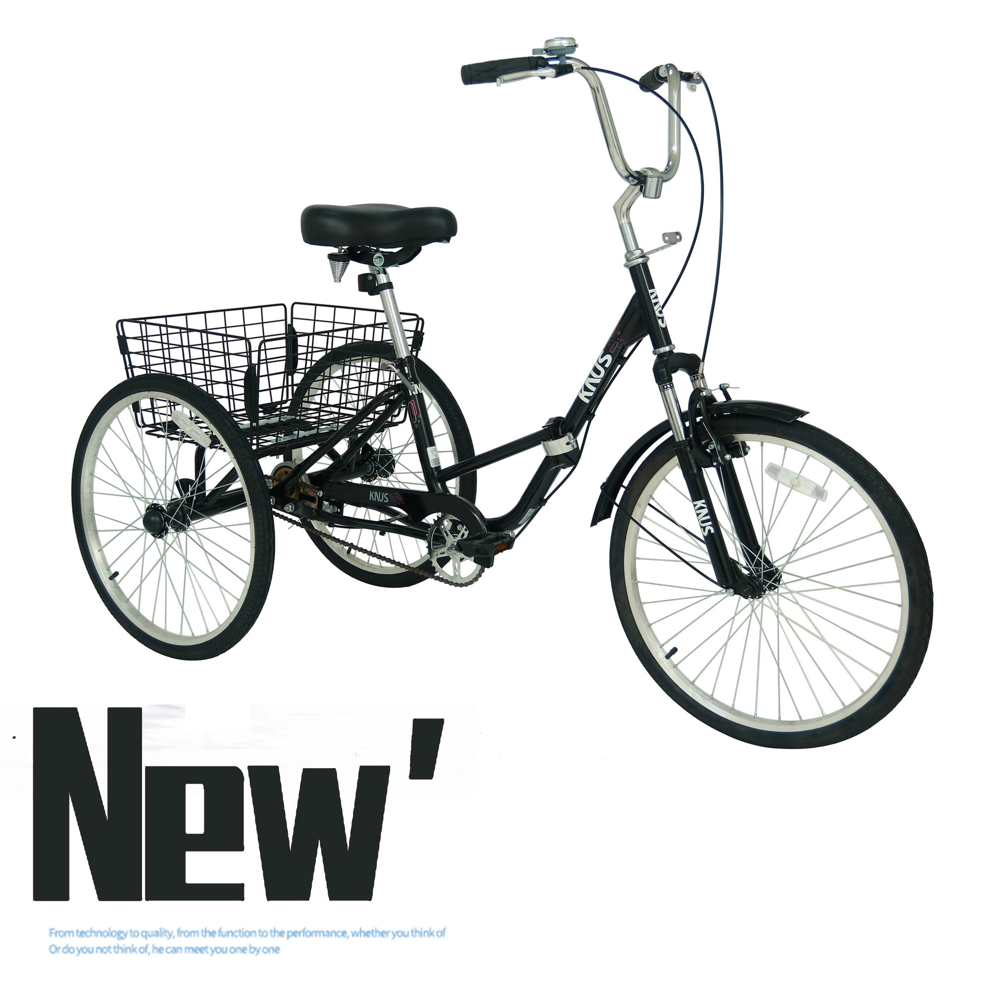Adult Folding Tricycles 3 Wheel W/Installation Tools with Low Step-Through, Large Basket, Foldable Tricycle for Adults, Women, Men-Boyel Living