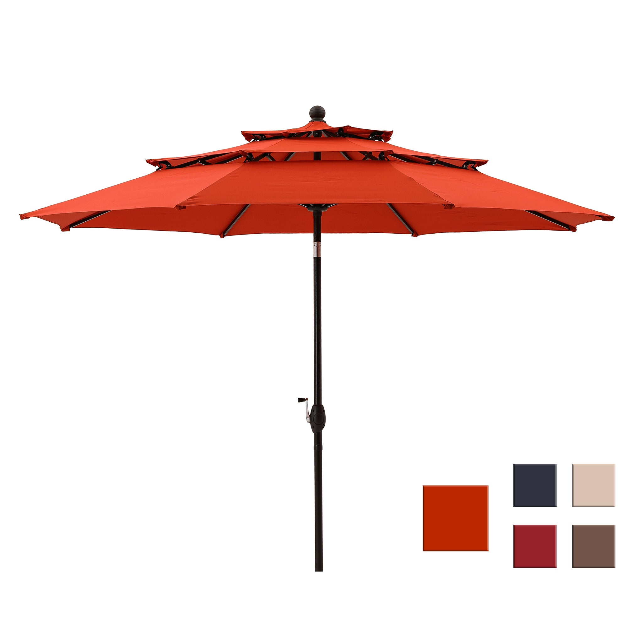 10-Ft Alu Triple Top Auto-Tilt Market  Patio Umbrella(Orange)-Boyel Living