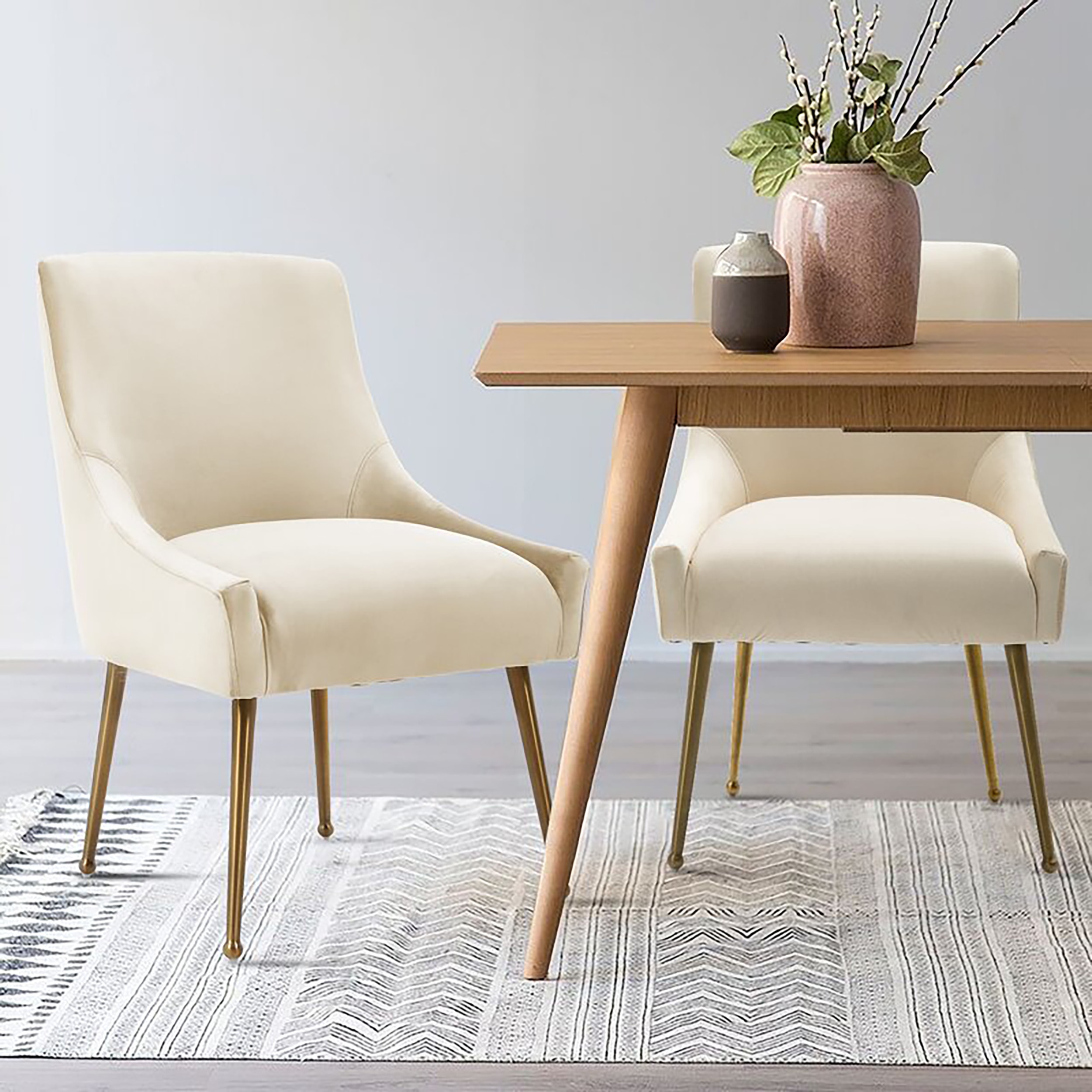 Velvet Dining Chair, Accent Side Chair With Adjustable Foot Nails, Set of 2-Boyel Living