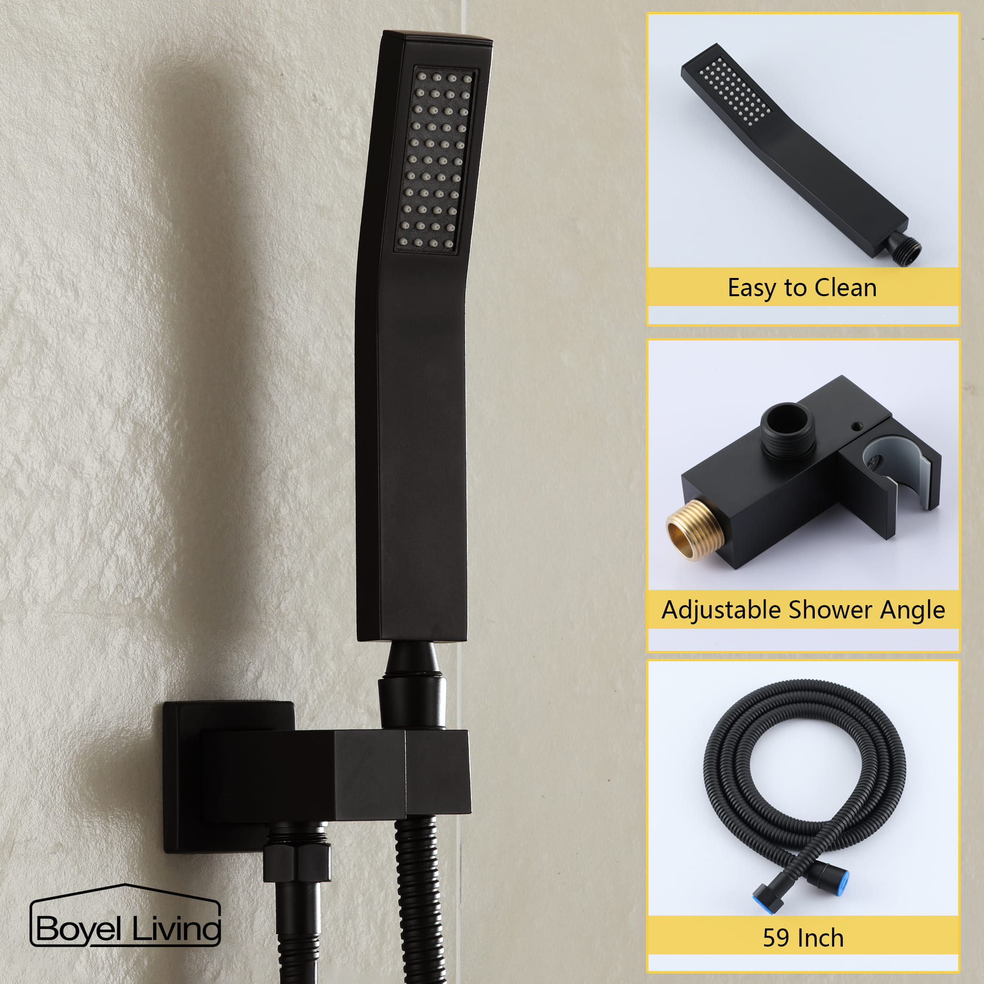 Boyel Living Ceiling Mounted Rain Shower Head Set Shower System with Hand Shower and Tub Spout-Boyel Living