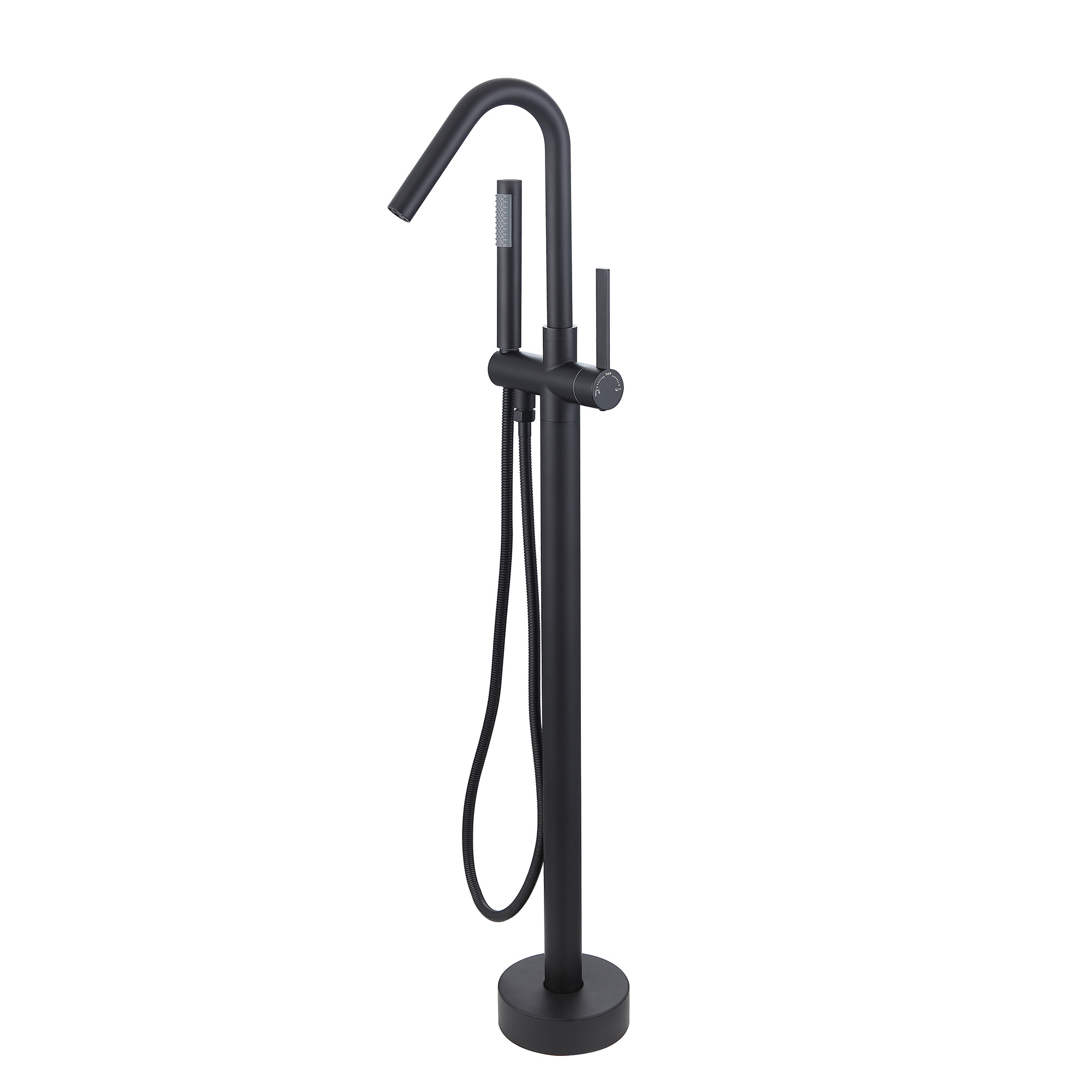 Single-Handle High-Arc Claw Foot Freestanding Tub Faucet with Shower in Matte Black-Boyel Living