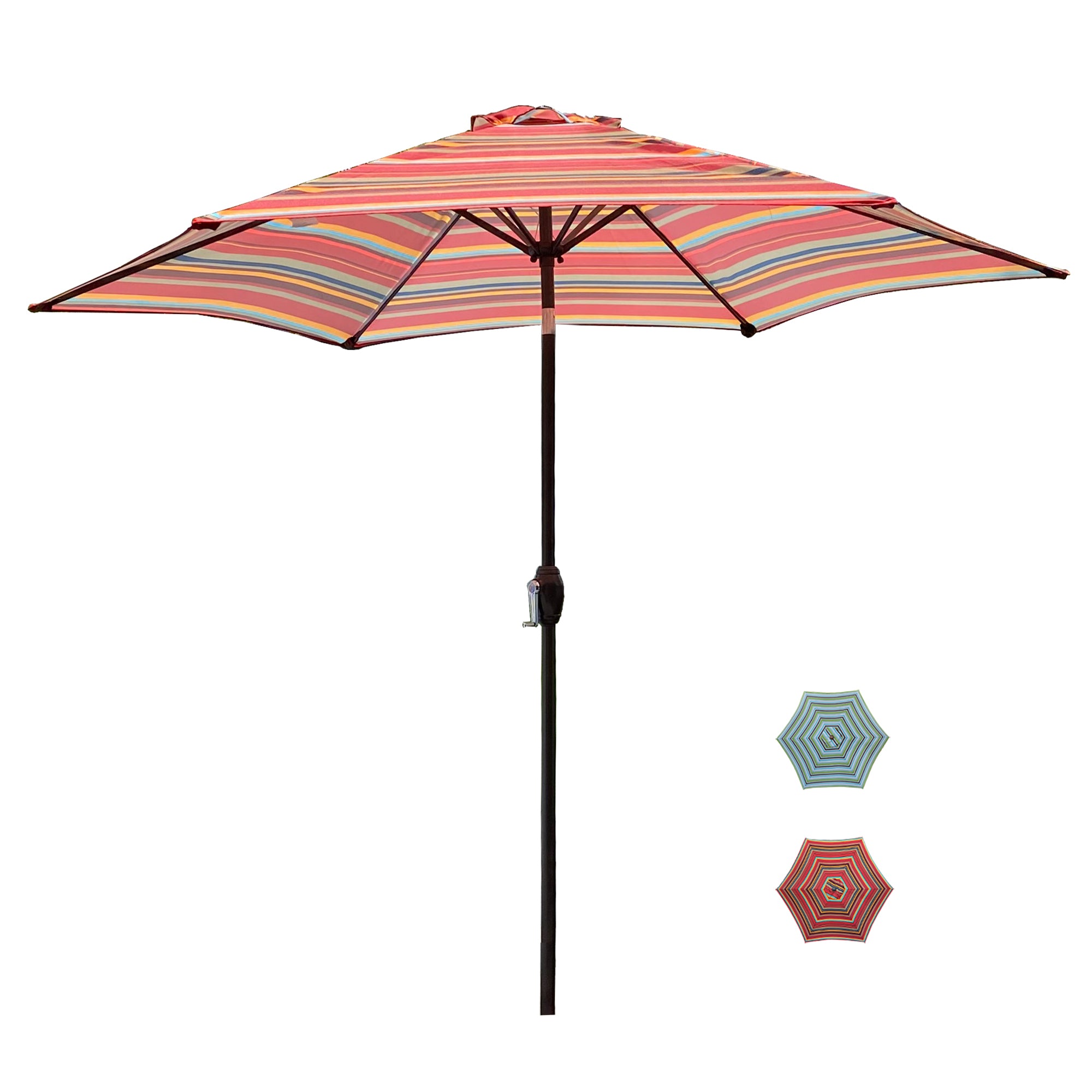Outdoor Patio 8.6-Feet Market Table Umbrella with Push Button Tilt and Crank, Red Stripes-Boyel Living