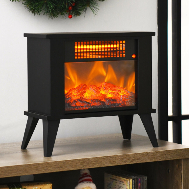 14 Inches Portable Electric Fireplace Heater with Realistic Flame Effect