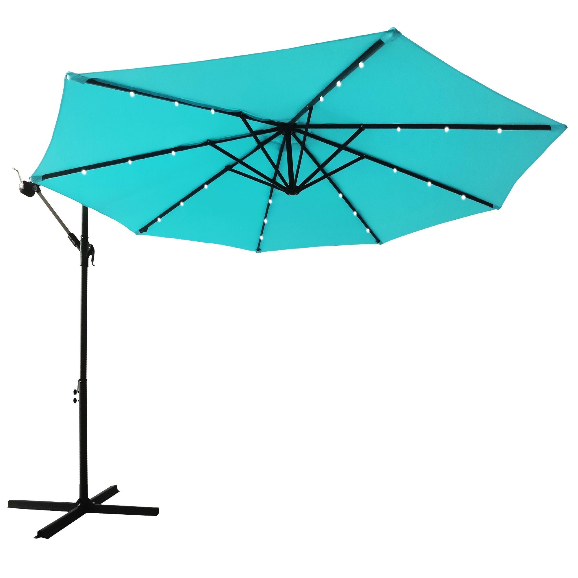 10FT Patio Offset Lighted Hanging Cantilever Umbrella for Backyard,Poolside, Garden and Lawn-Boyel Living