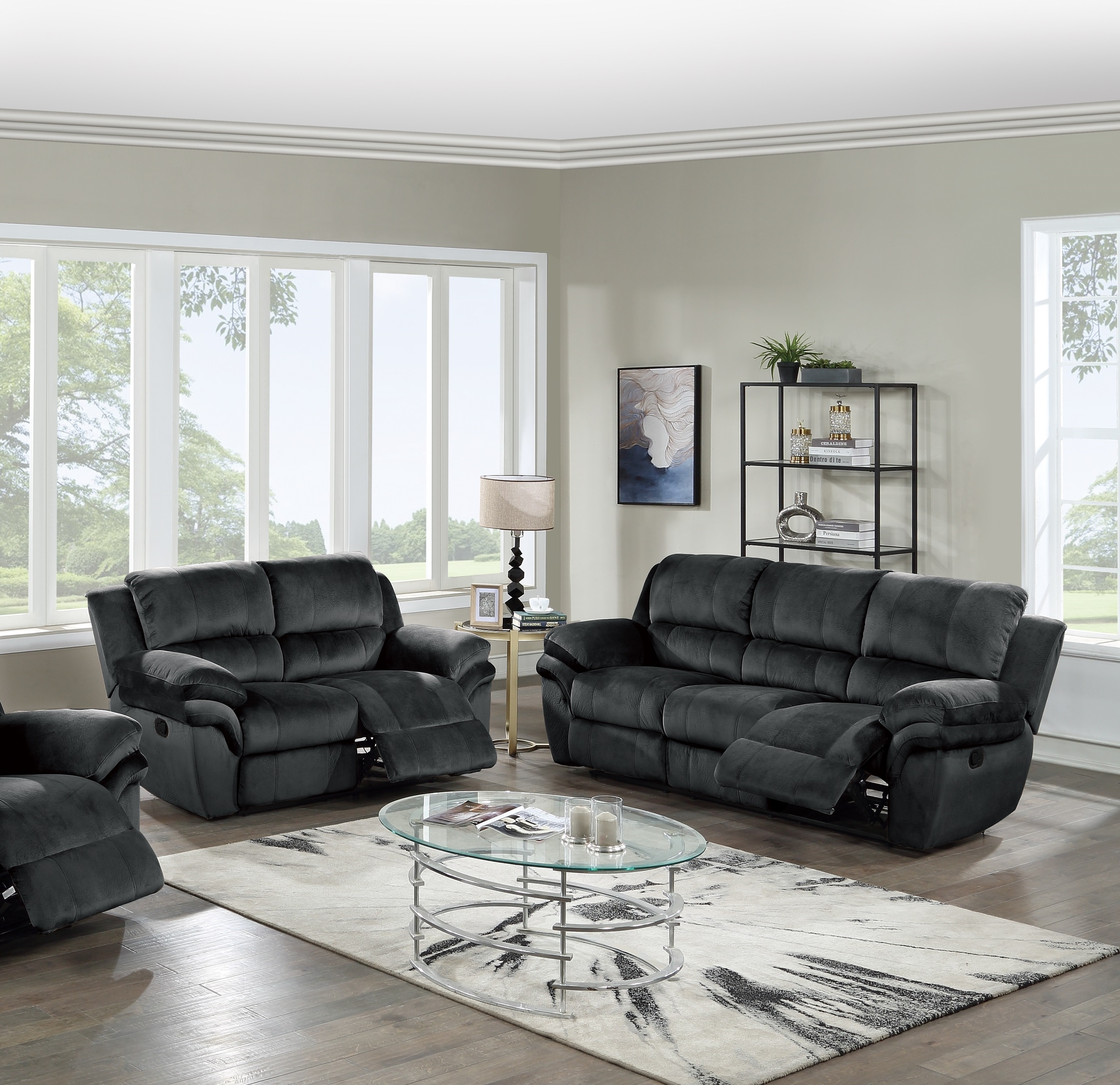 black recliner couch set