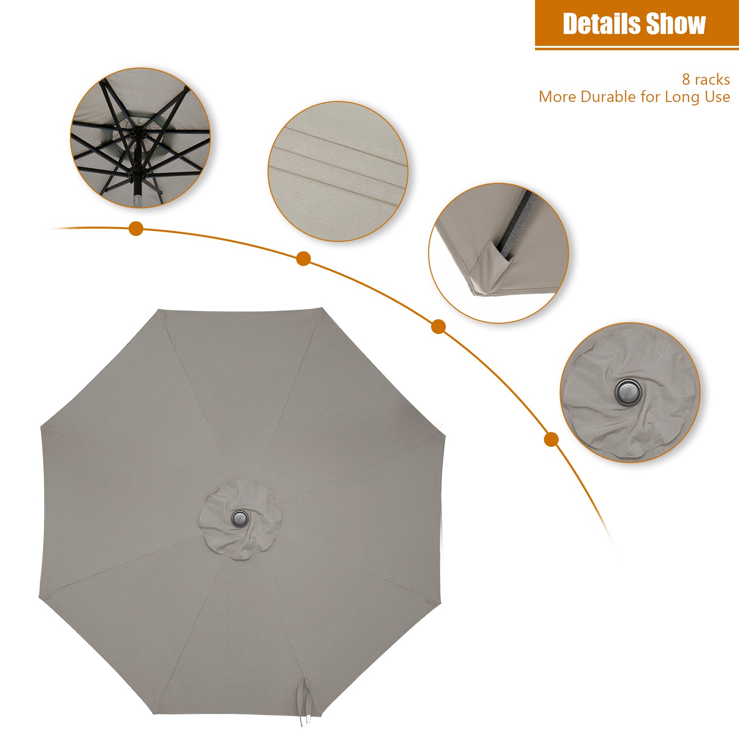 9ft Patio Umbrella Outdoor Umbrella Patio Market Umbrella with Push Button Tilt and Crank-Boyel Living