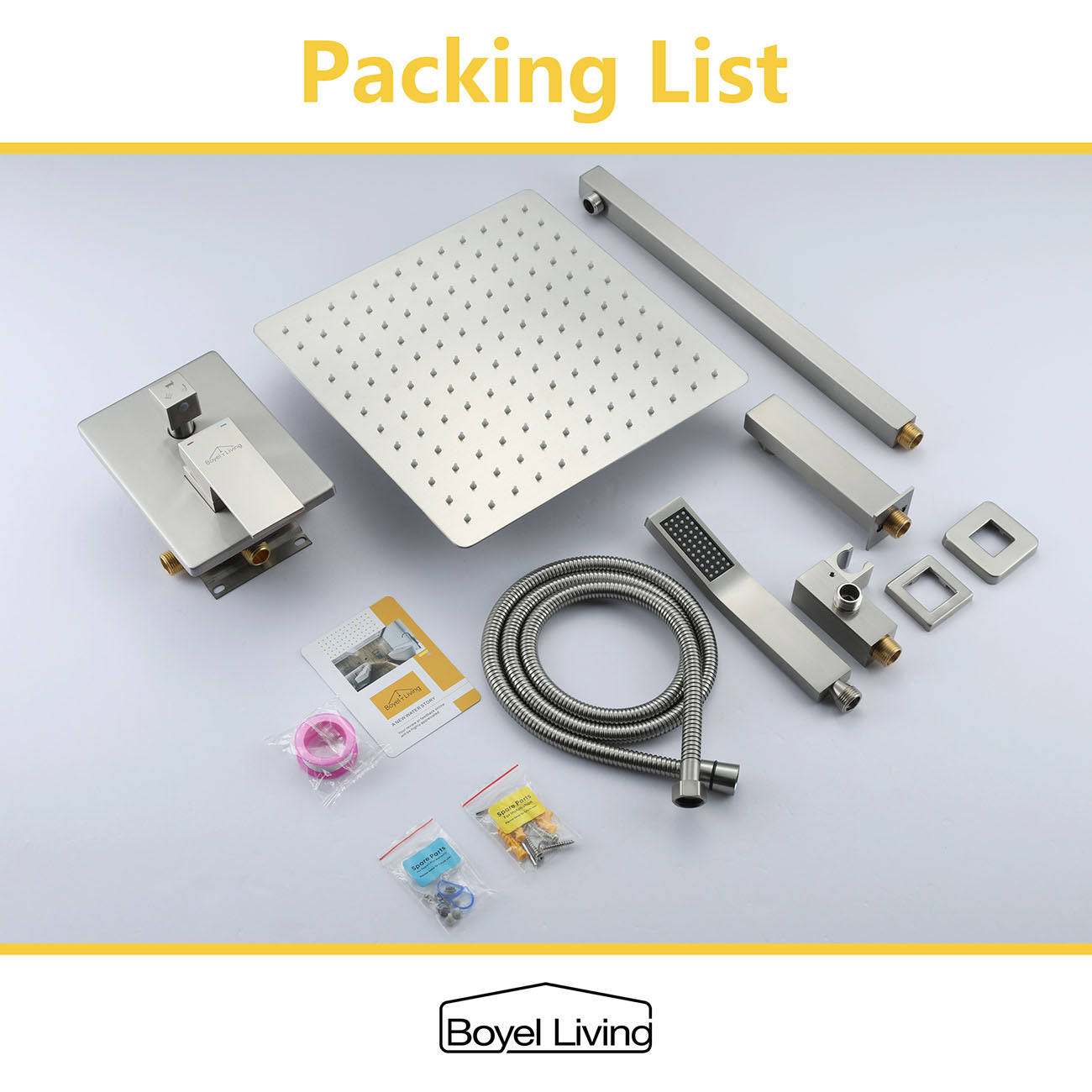 Boyel Living Wall Mounted Shower System with 12 in. Rainfall Shower Head, Handheld Shower and Tub Faucet-Boyel Living