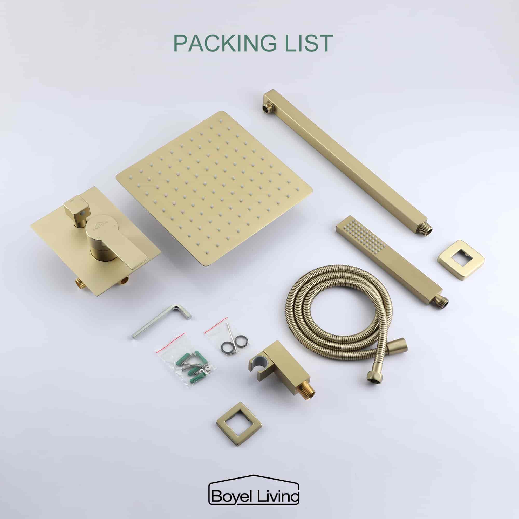 Boyel Living 10/12 in. Wall Mounted Dual Shower Heads Rain Shower System Packing List-Boyel Living