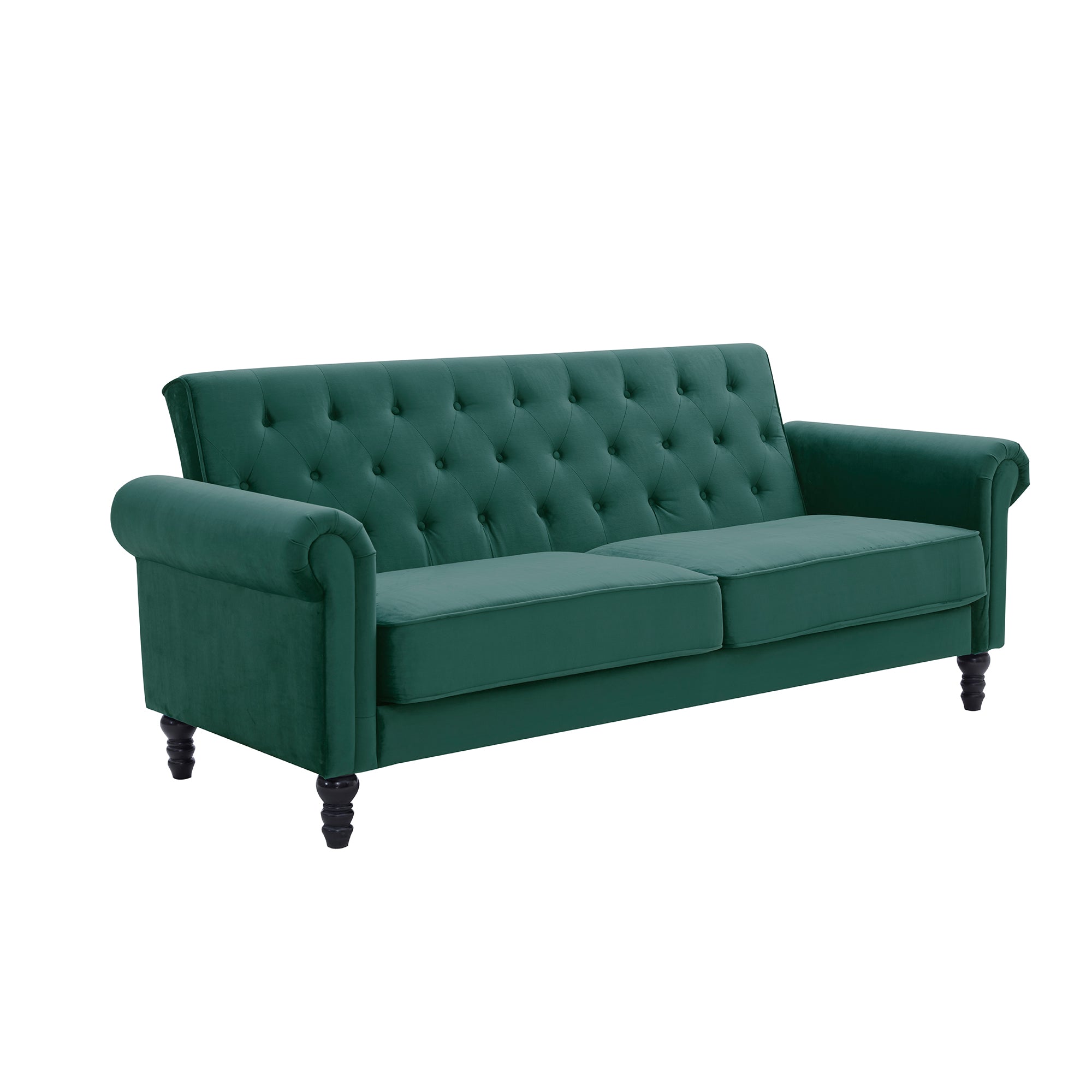 Classic Upholstered Velvet Fabric Tufted Sofa with Scroll Arms-Boyel Living