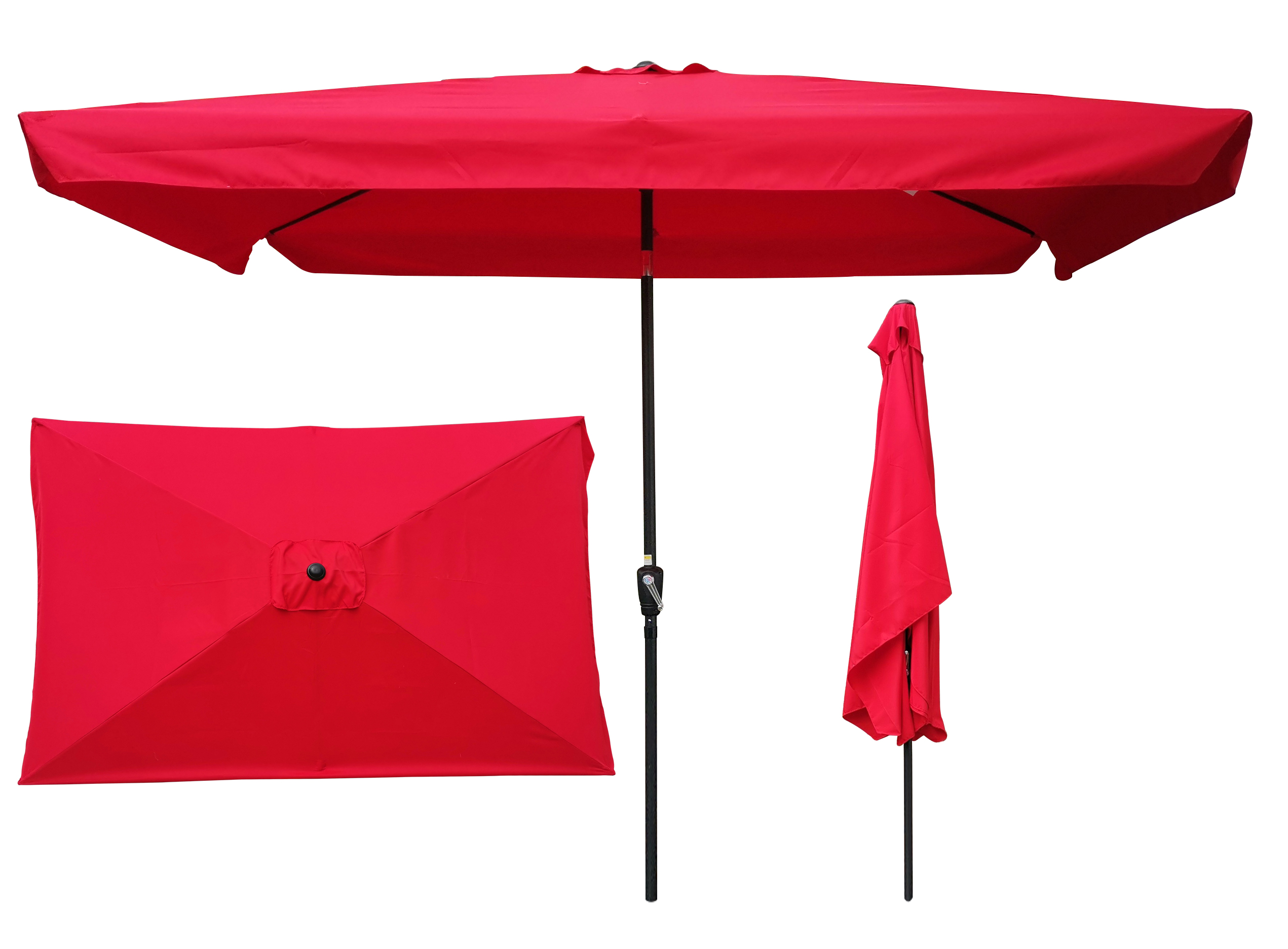 10 x 6.5ft Rectangular Patio Umbrella Outdoor Market Umbrellas with Crank and Push Button Tilt for Garden Swimming Pool Market-Boyel Living