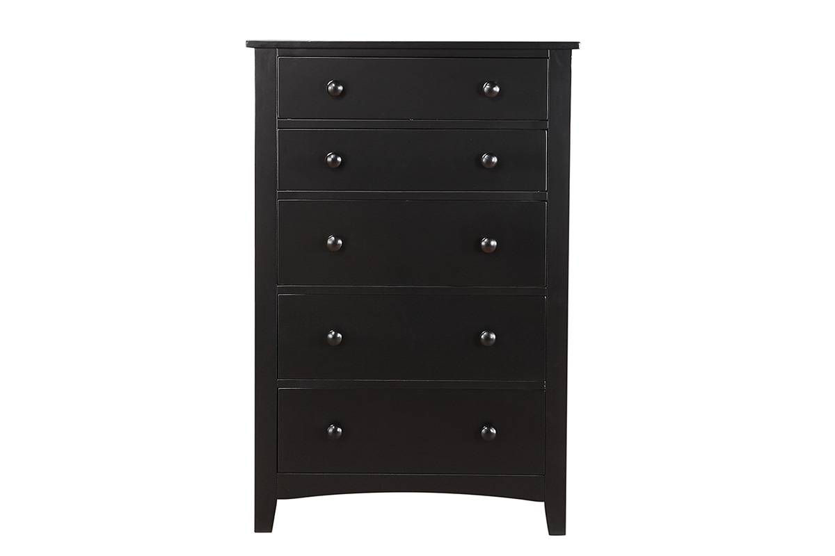Contemporary Black Finish 1pc Chest of Drawers Plywood Pine Veneer Bedroom Furniture 5 drawers Tall chest-Boyel Living