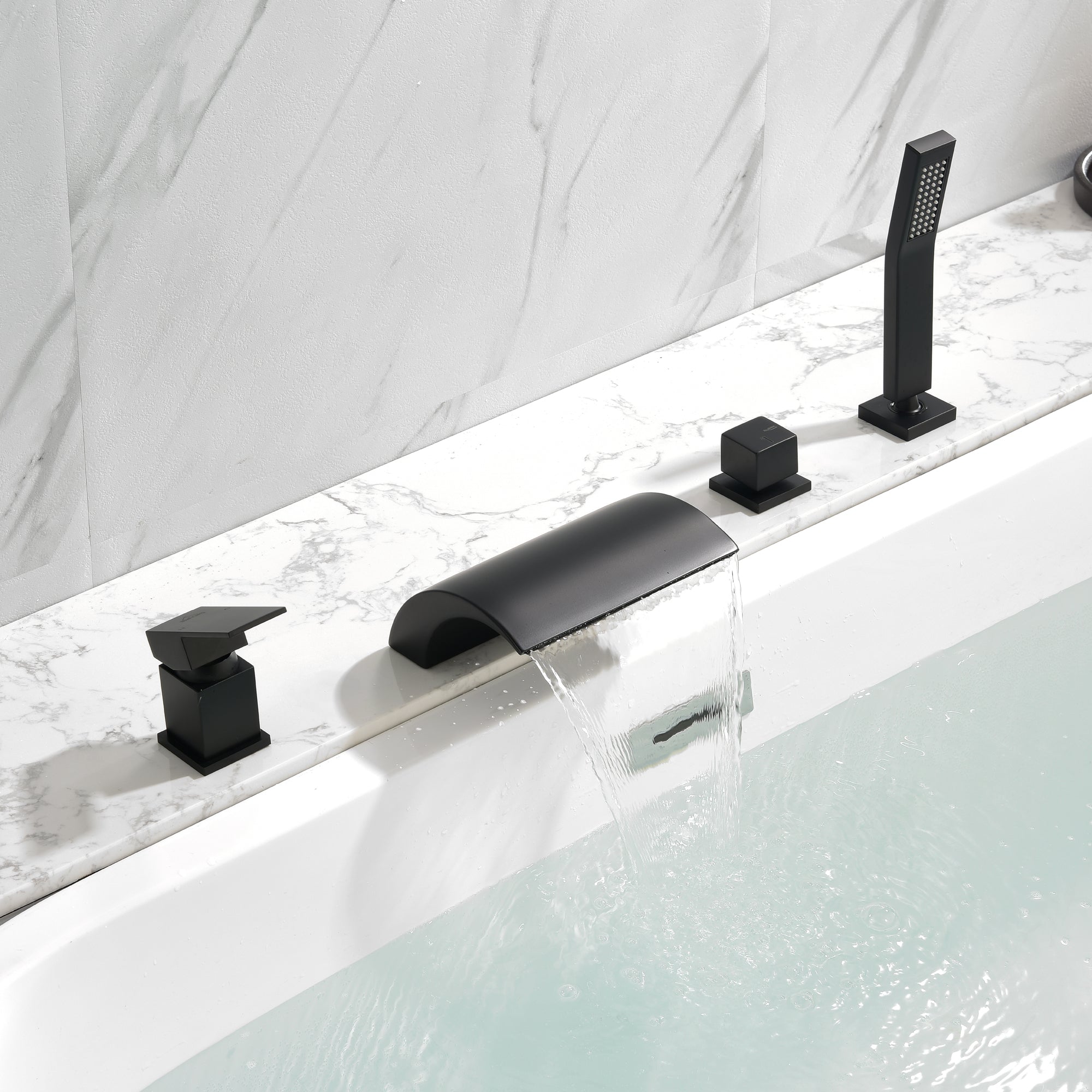 Boyel Living Tub Deck Mount Roman Tub Faucet with Hand Shower and Water Suply Hose-Boyel Living