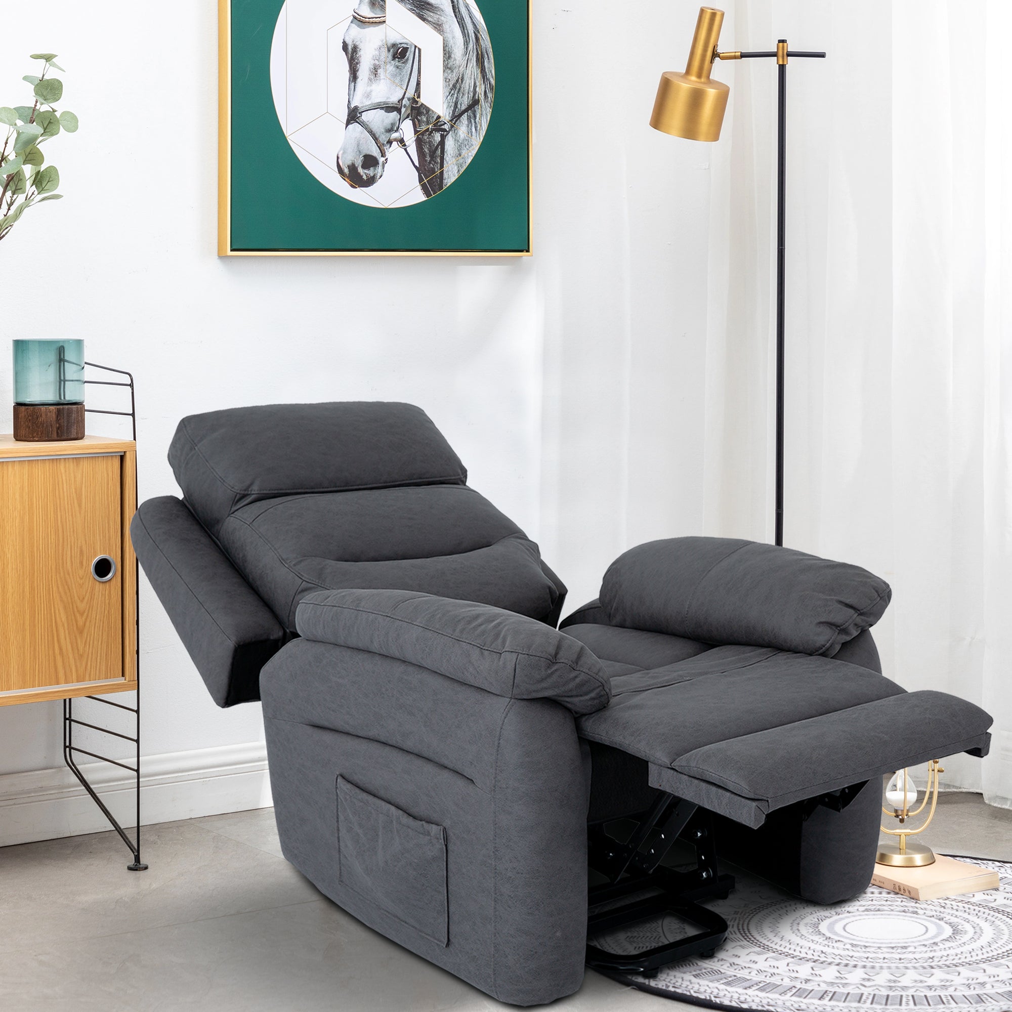 Power Lift Assist Standard Recliner with Storage and Overstuffed Pillows-Boyel Living