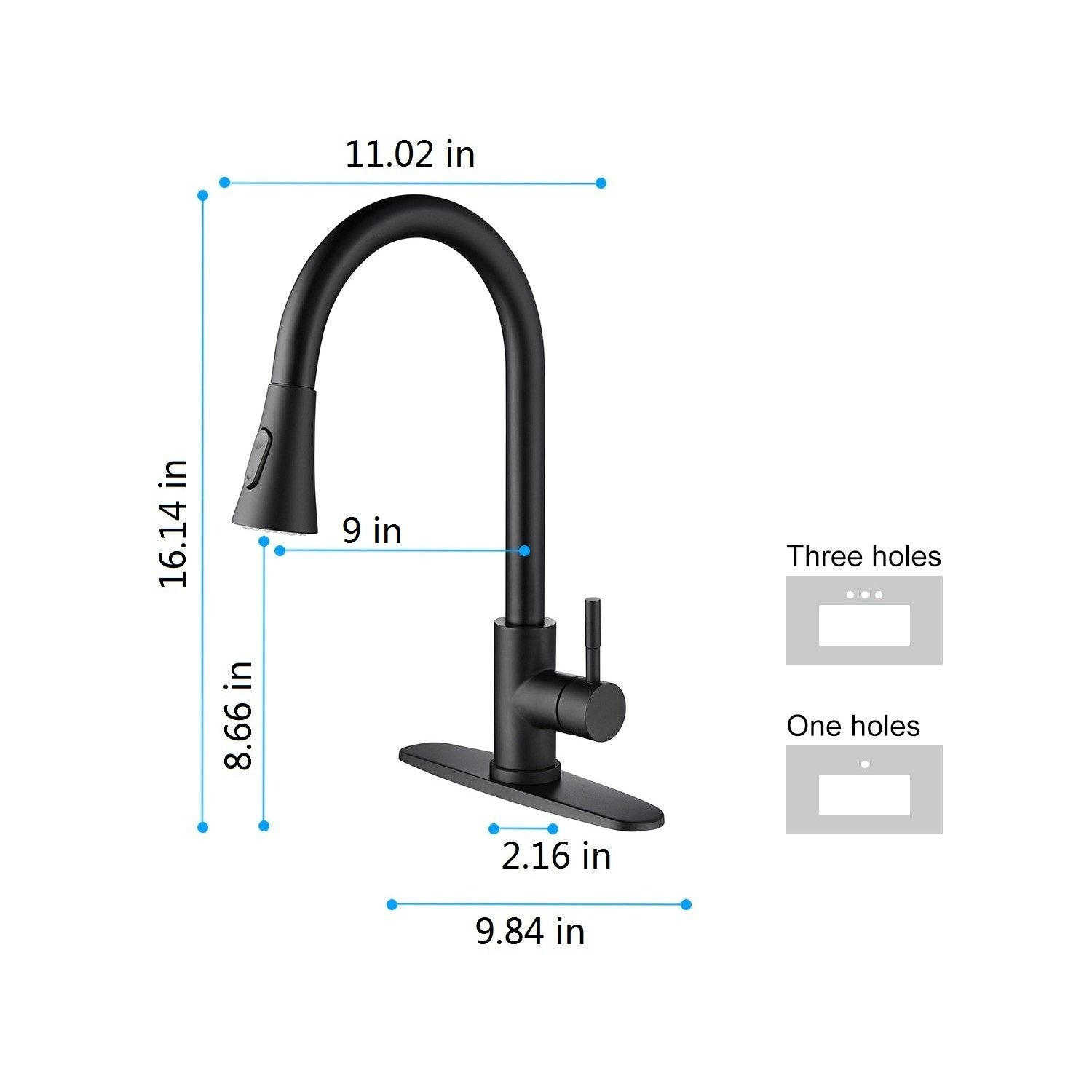 Kitchen Faucet with Pull Out Sprayer in Matte Black-Boyel Living