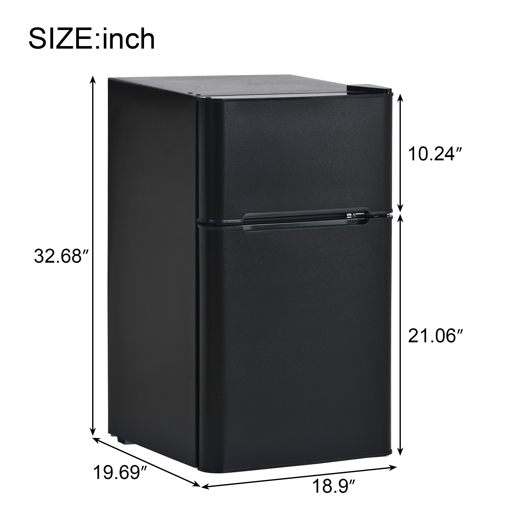 Two Door Mini Refrigerator 3.2Cu.Ft Freestanding Mini Fridge with