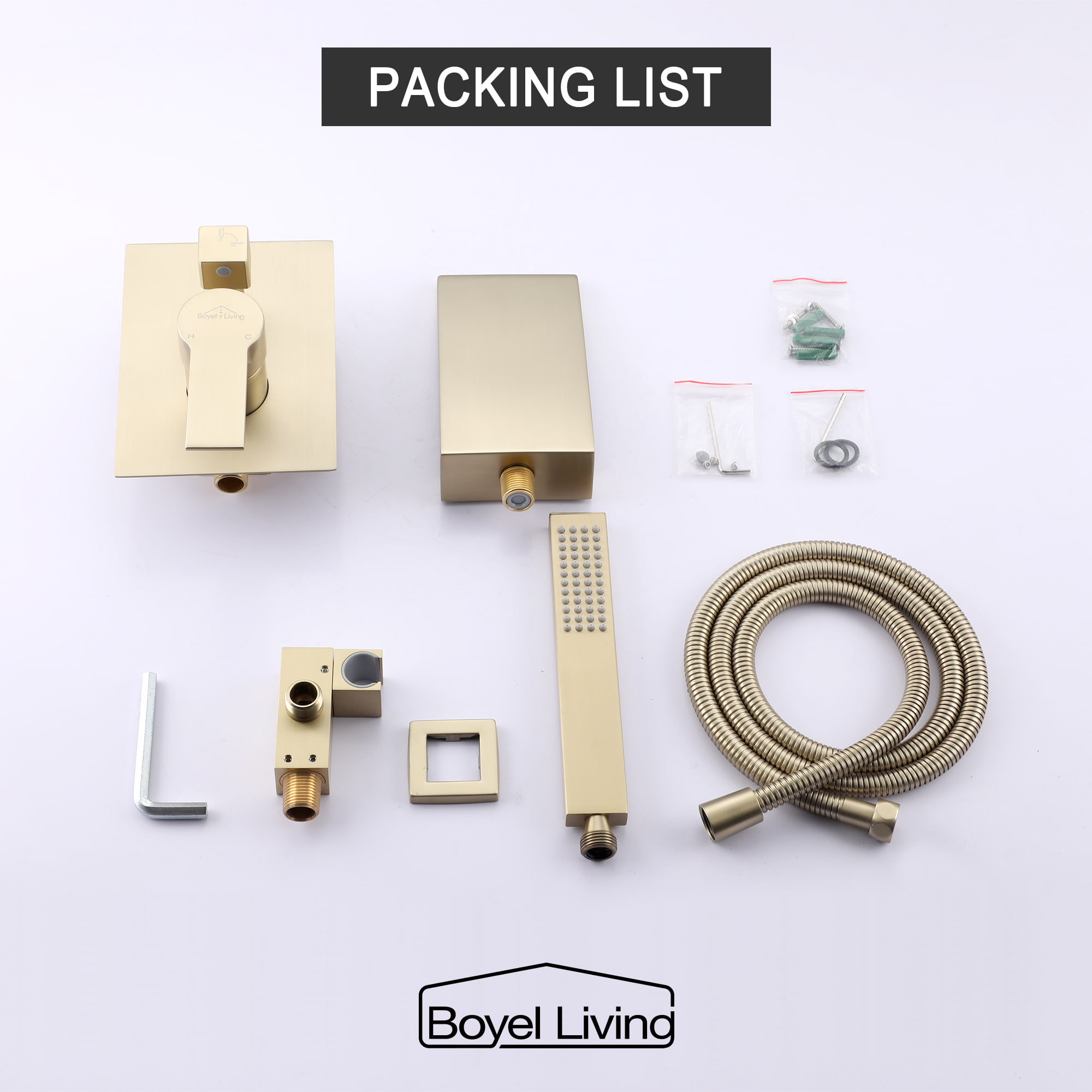 Single-Handle Wall Mounted Roman Bathtub Faucet with Hand Shower-Boyel Living