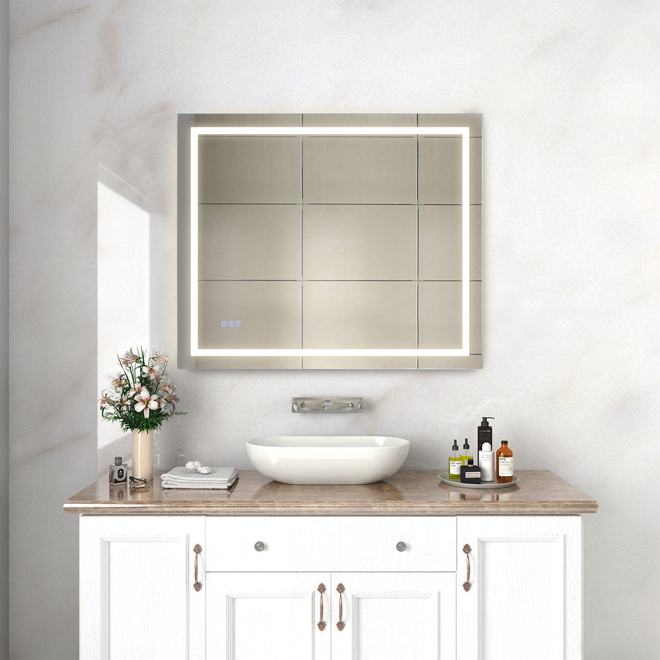 Boyel Living Medium Rectangle Bathroom LED Lighted Mirror (36 in. H x 30 in. W)-Boyel Living