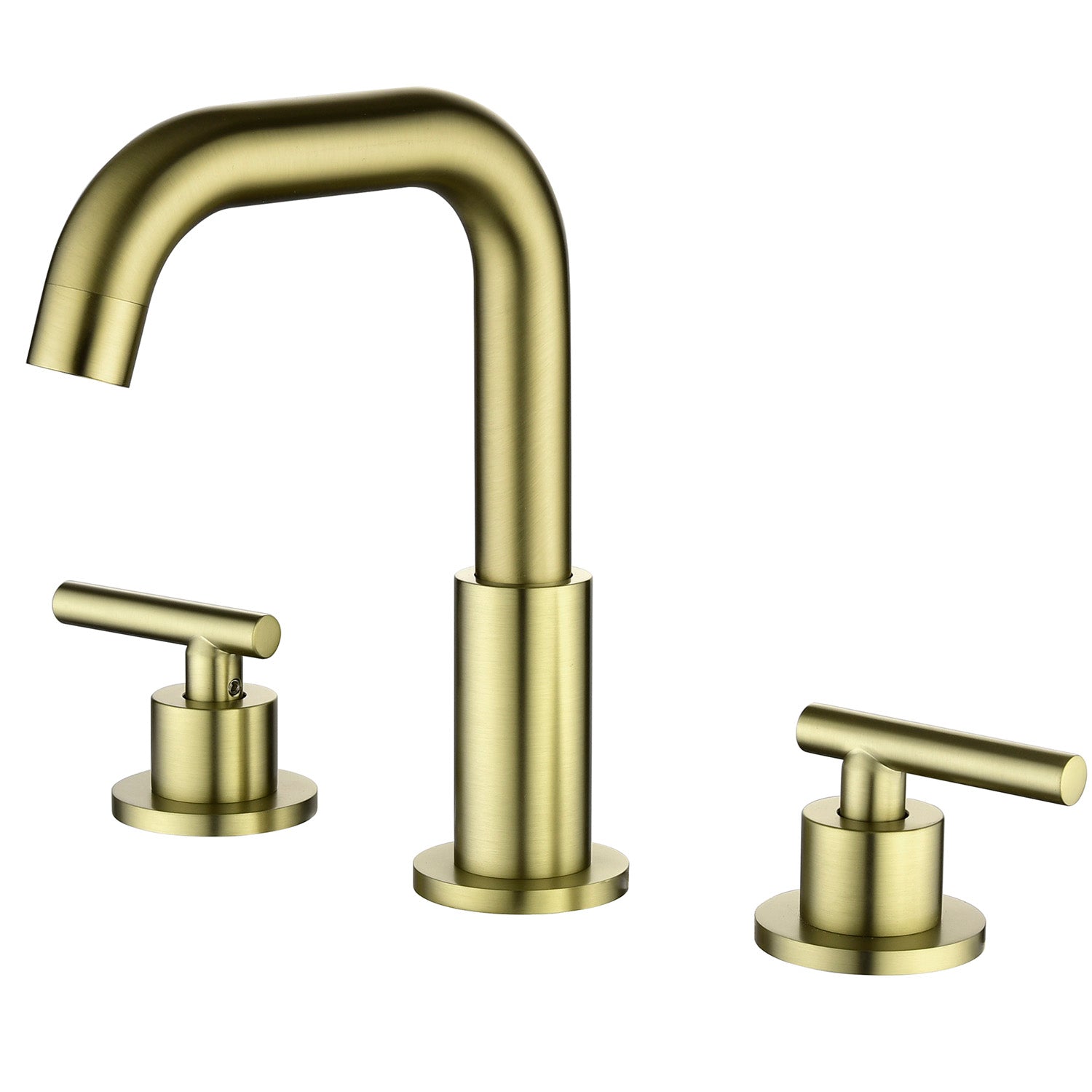 Boyel Living 8 in. Widespread 2-Handle Mid-Arc Bathroom Faucet with Valve and cUPC Water Supply Lines in Brushed Gold-Boyel Living
