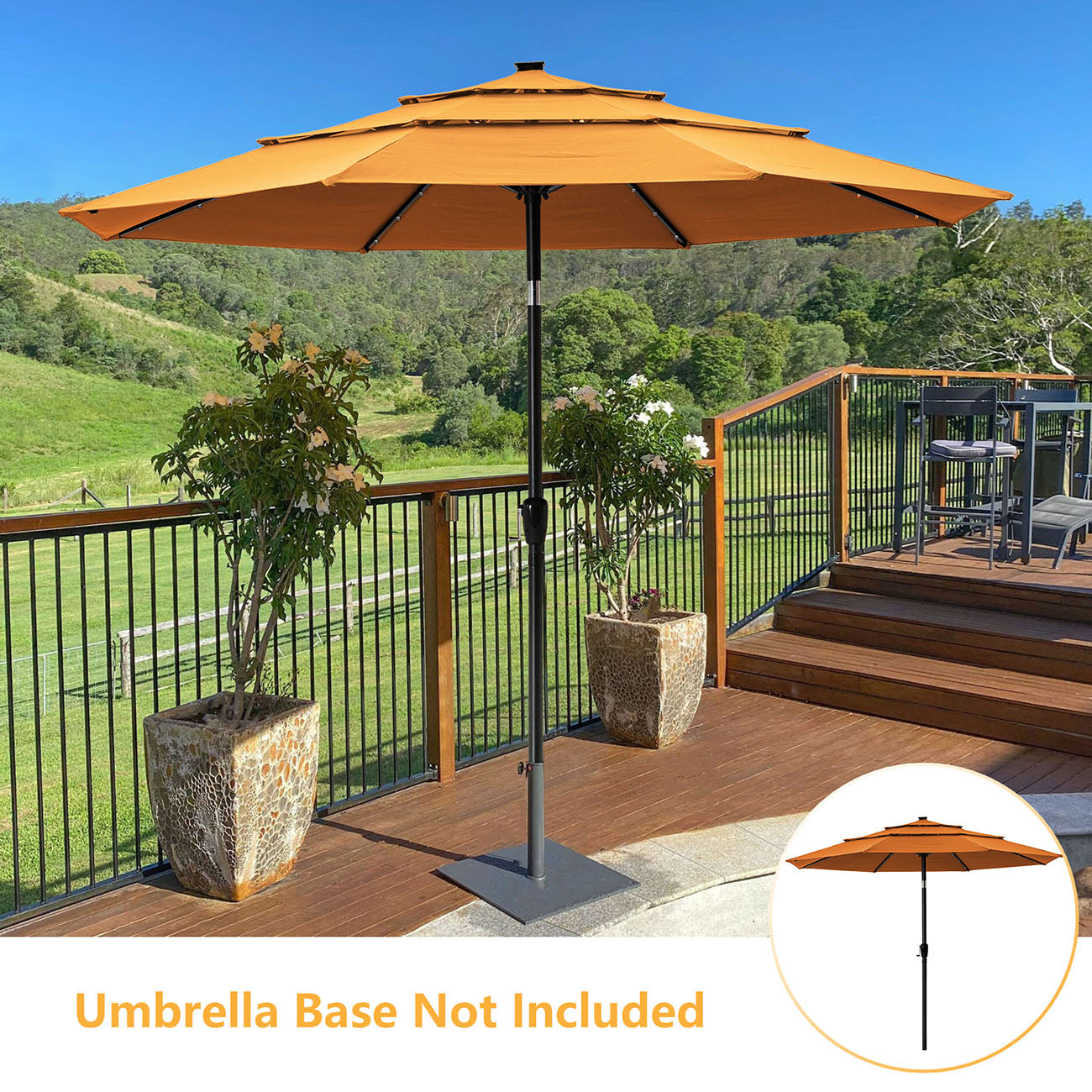 Boyel Living 11-Ft Market Patio Umbrella with LED (Orange)-Boyel Living