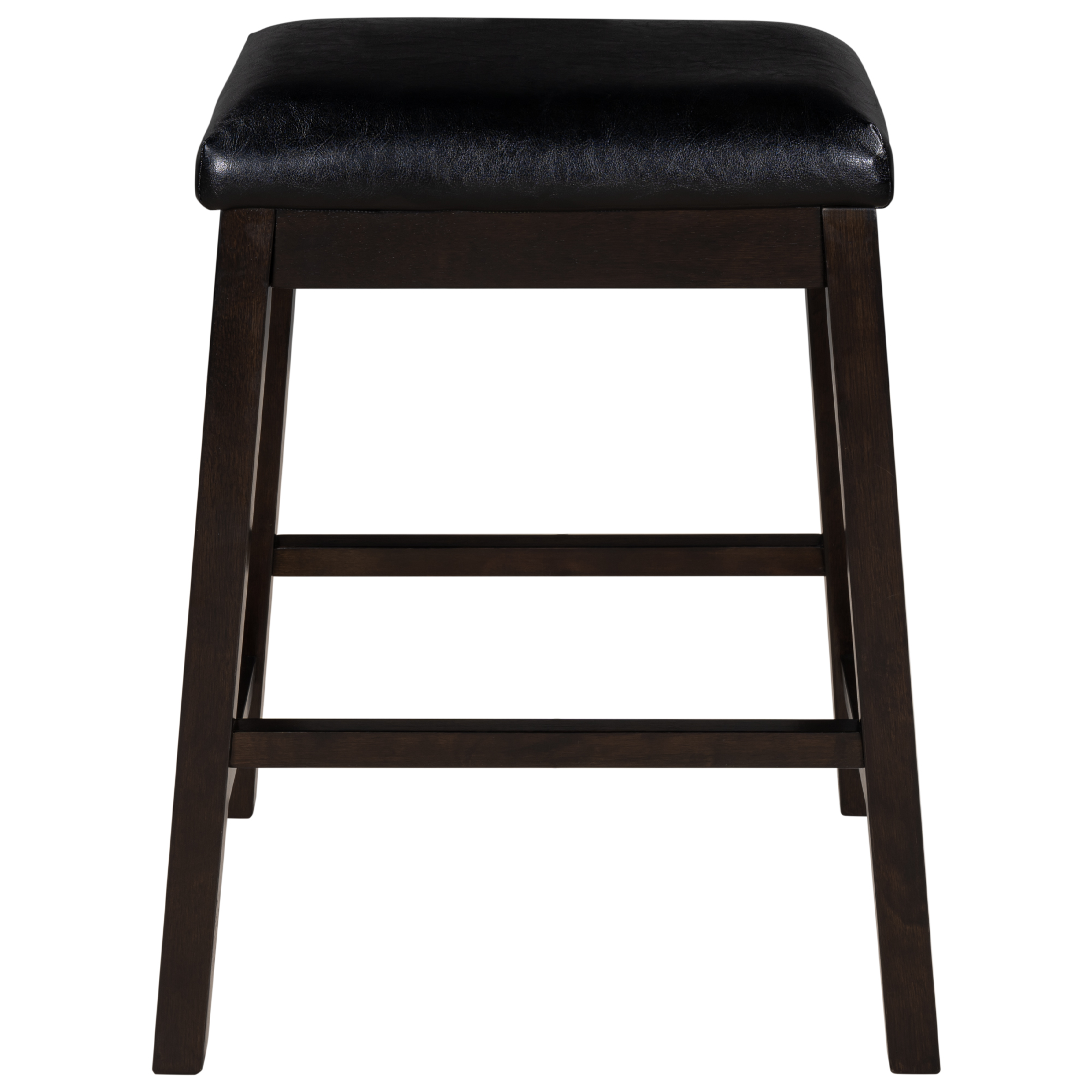 4 Pieces Counter Height Wood Kitchen Dining Upholstered Stools for Small Places, Brown Finish+ Black Cushion-Boyel Living