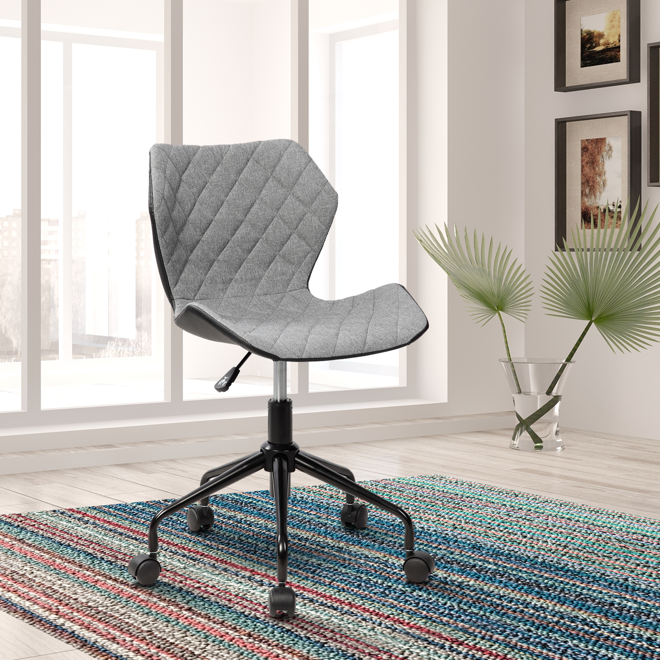 Techni Mobili Deluxe Modern Office Armless Task Chair, Grey-Boyel Living