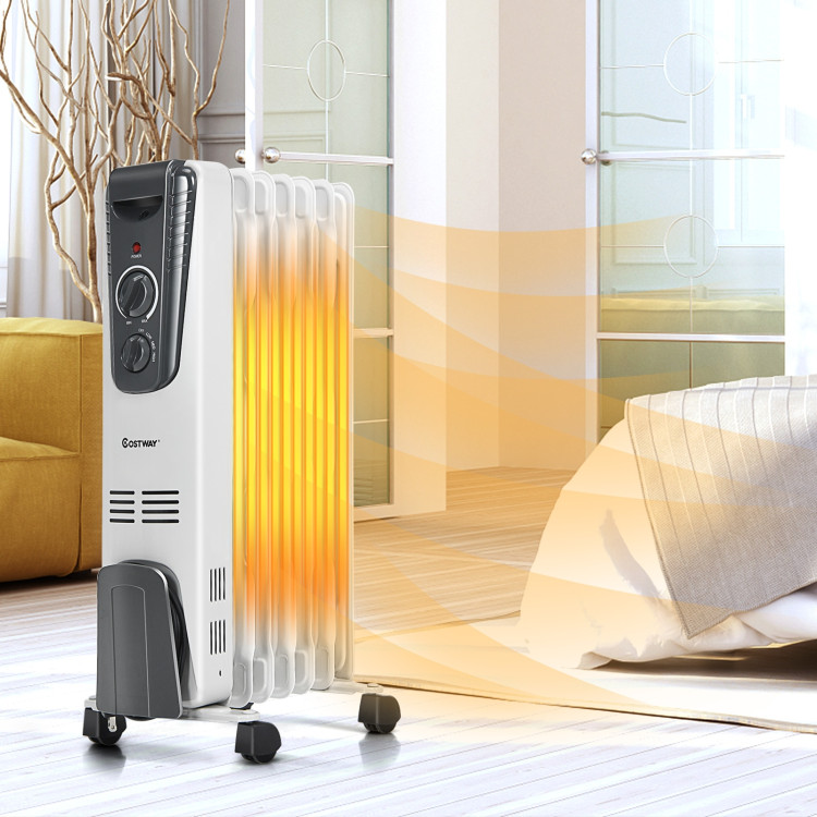 1500 W Electric Portable Oil Filled Space Heater with Adjustable Thermostat
