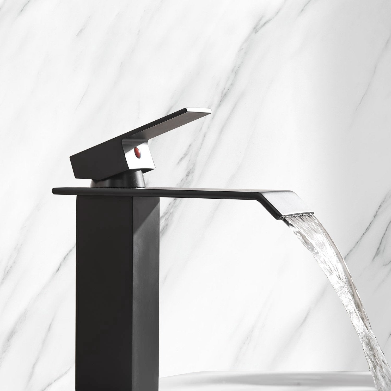Waterfall Spout Bathroom Faucet,Single Handle Bathroom Vanity Sink Faucet-Boyel Living