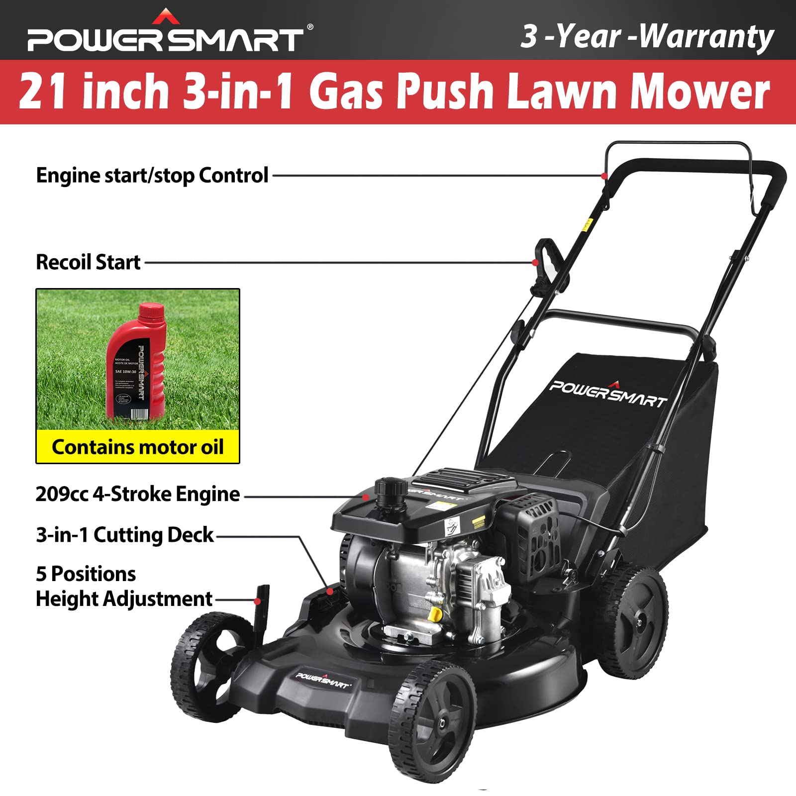 Powersmart push 2025 lawn mower