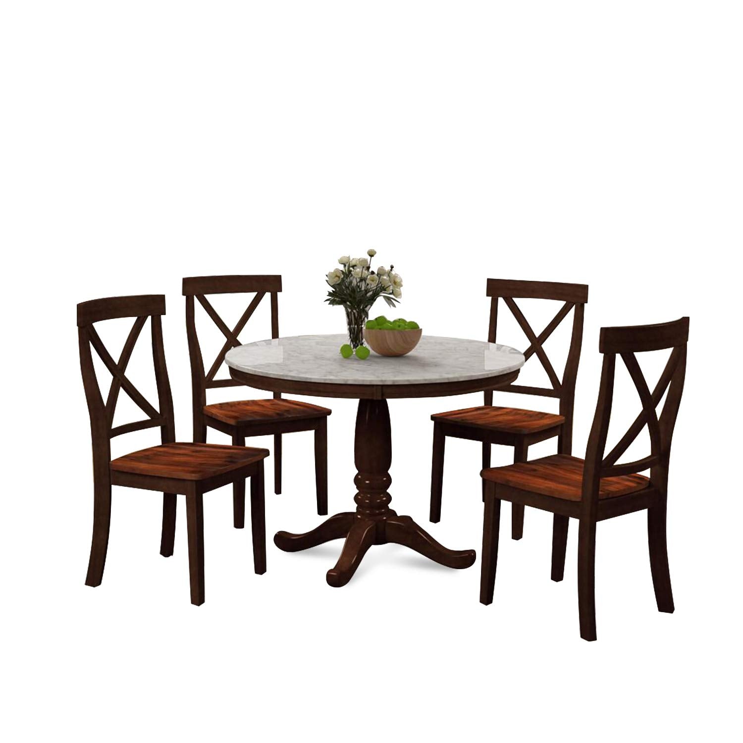 5 Pieces Dining Table and Chairs Set for 4 Persons, Kitchen Room Solid Wood Table with 4 Chairs-Boyel Living