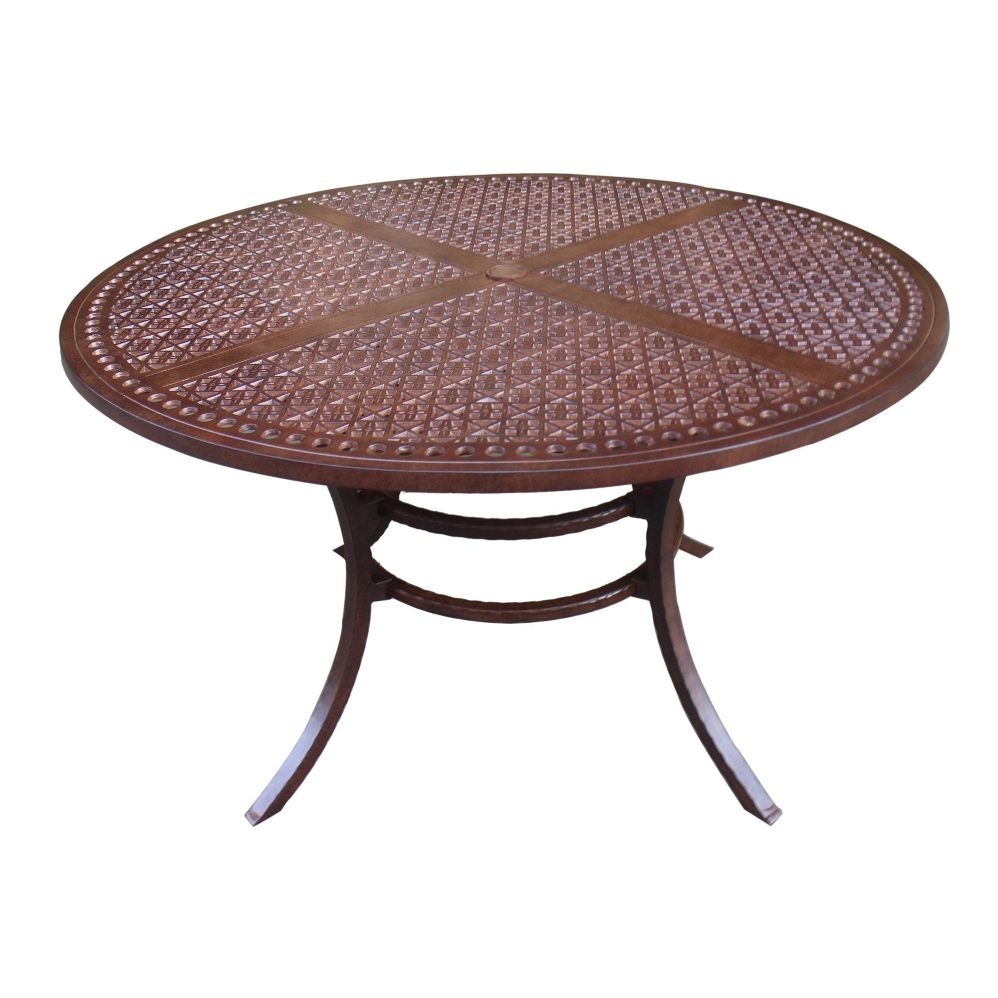 Outdoor Patio Cast Aluminum 60 Inch Diameter Round Dining Table In Rustic Brown-Boyel Living