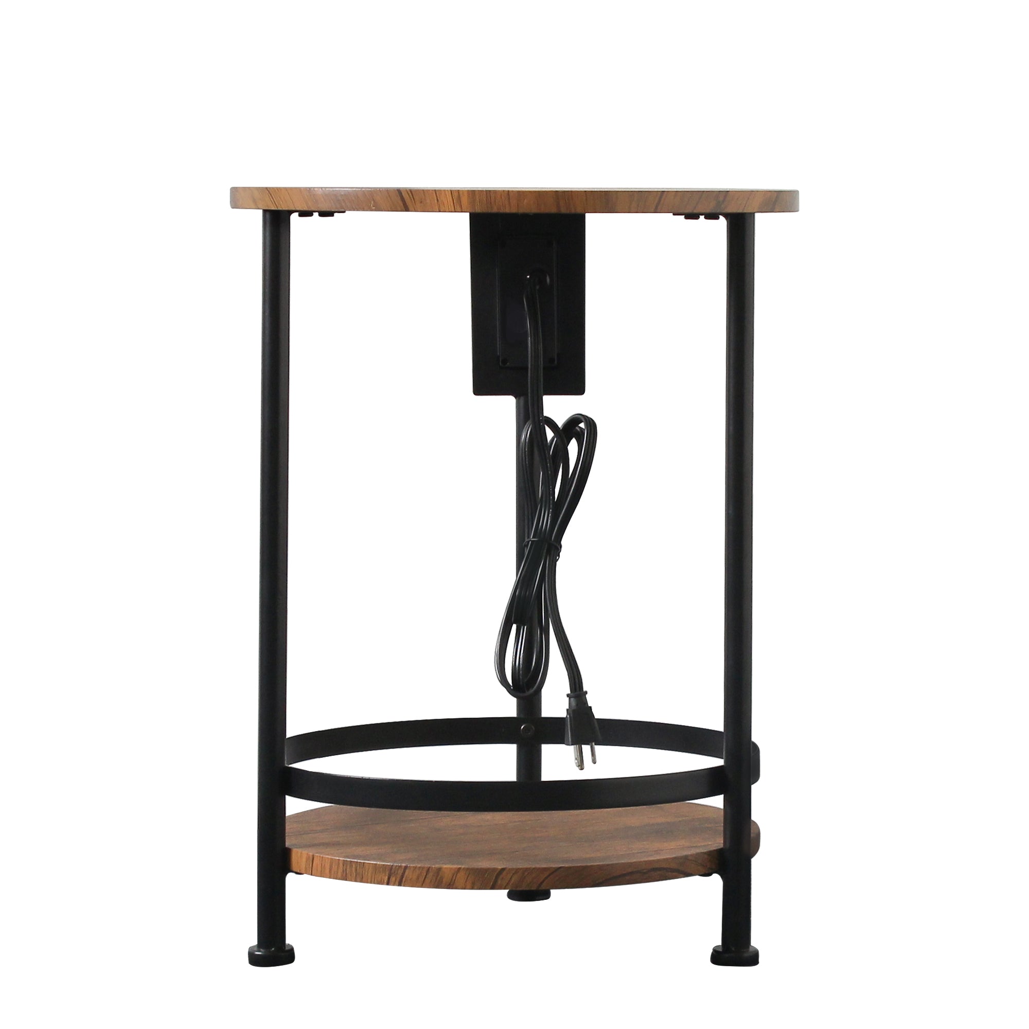 Two-Tier Round Side Table with USB and AC Charging Station-Boyel Living