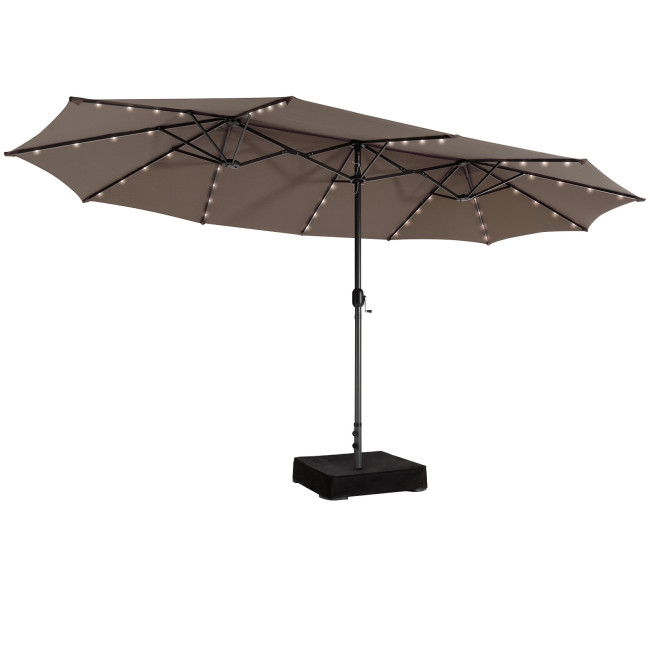 Boyel Living 15 Feet Double-Sided Patio Umbrella with 48 LED Lights