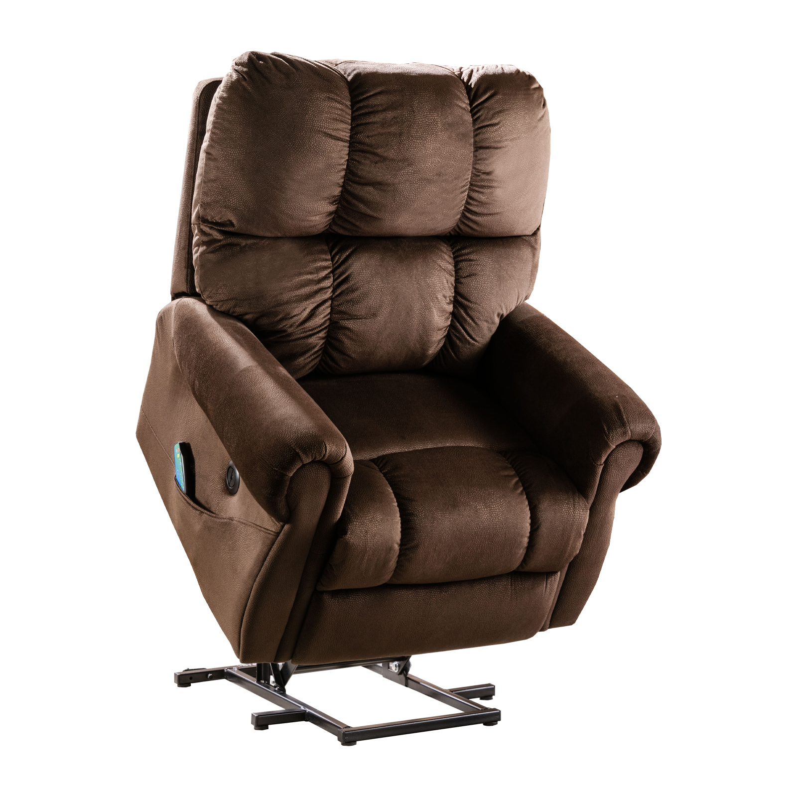 Electric lift recliner with heat therapy and massage, suitable for the elderly, heavy recliner, with modern padded arms and back, chocolate color-Boyel Living