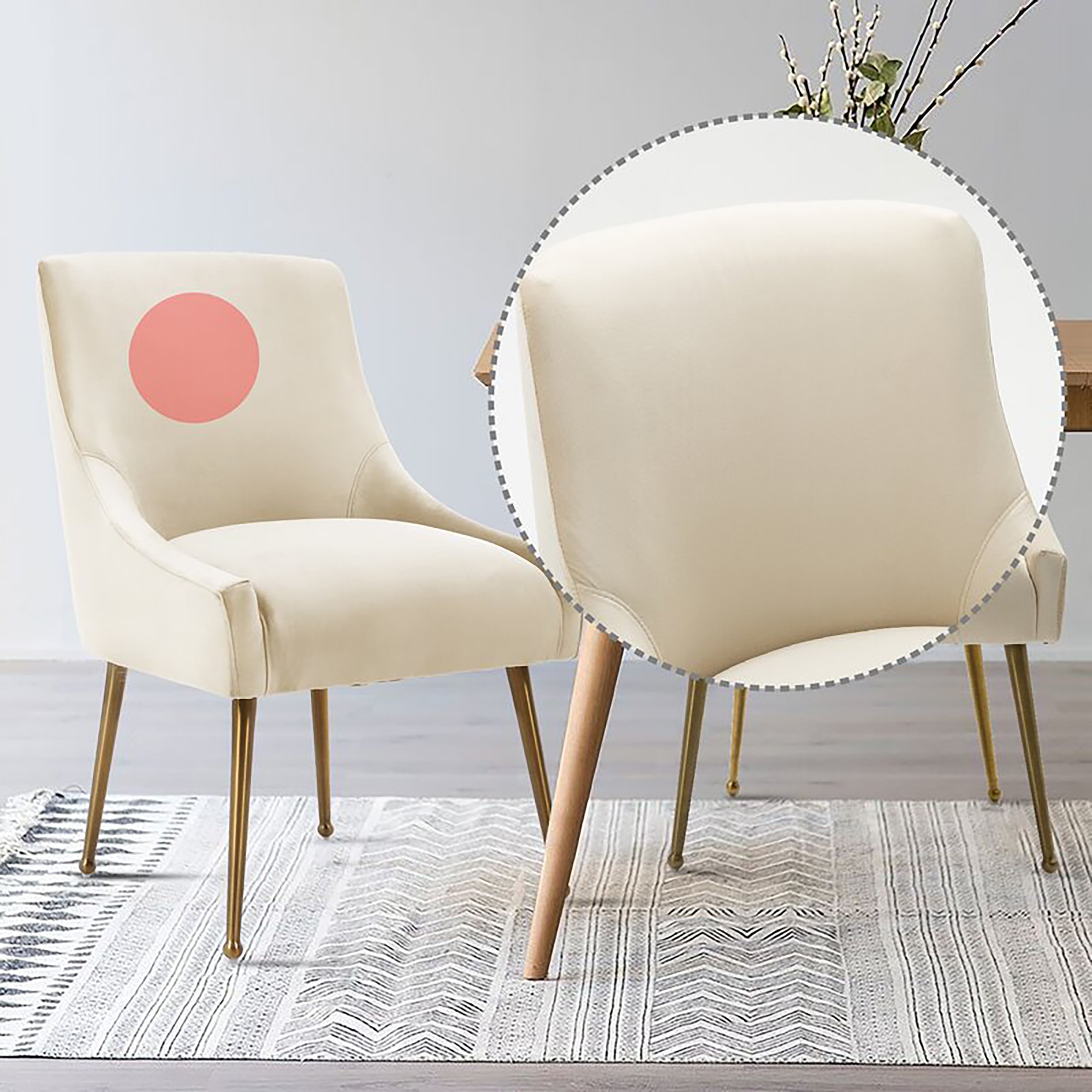 Velvet Dining Chair, Accent Side Chair With Adjustable Foot Nails, Set of 2-Boyel Living