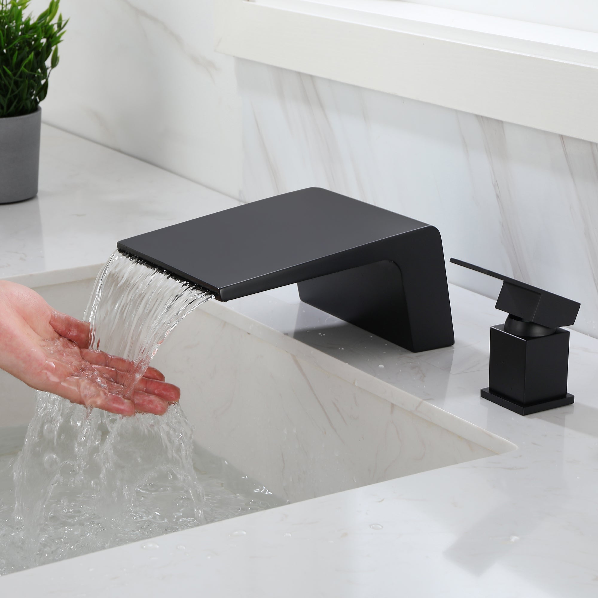Boyel Living 8 in. Widespread Single Handle Bathroom Faucet with cUPC Hose in Matte Black-Boyel Living